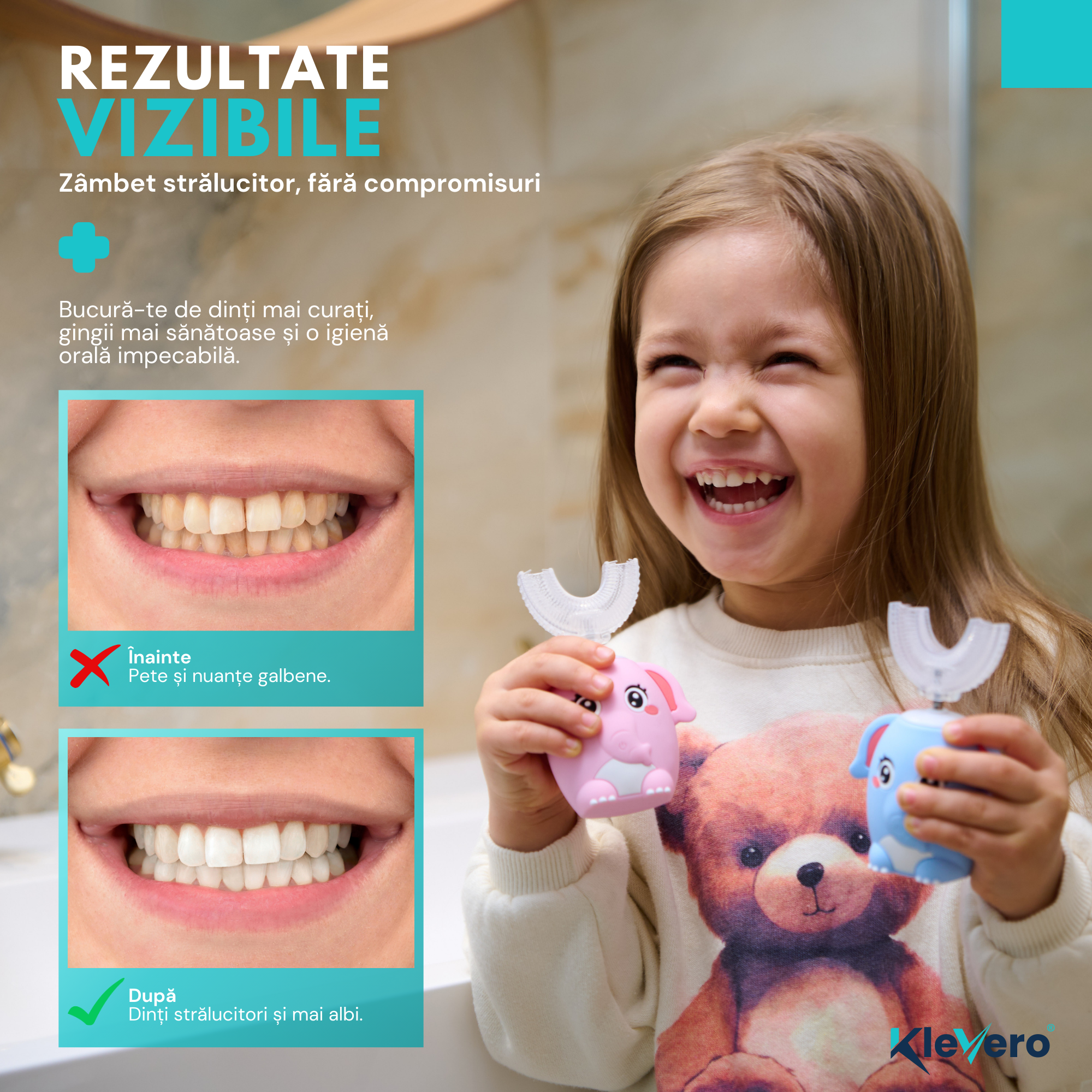 Periuta Electrica pentru Copii - Roz KleVero