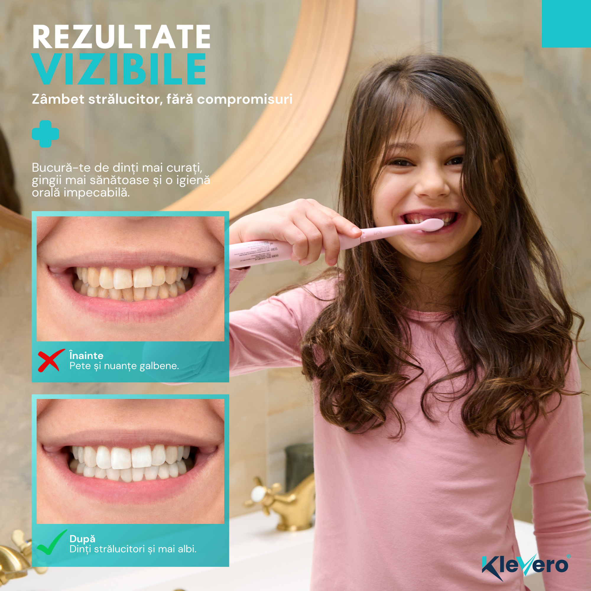 Periuta de Dinti Electrica pentru Copii - Roz KleVero