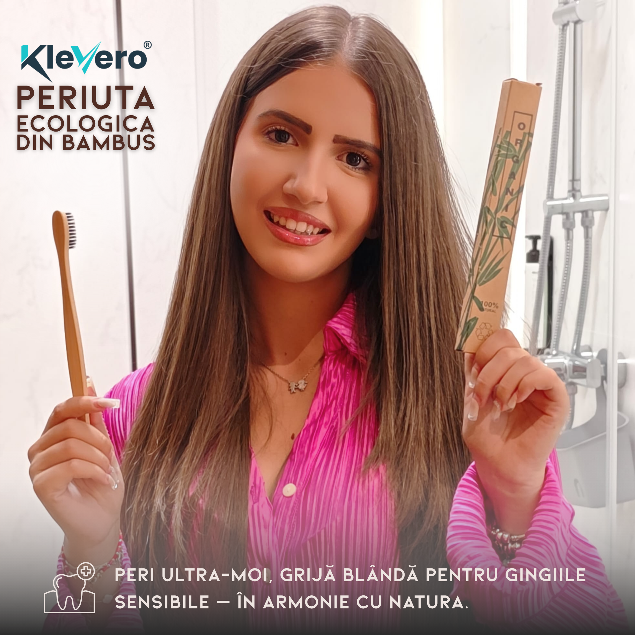 Periuta de Dinti Klevero® cu Perii Moi si Maner din Bambus