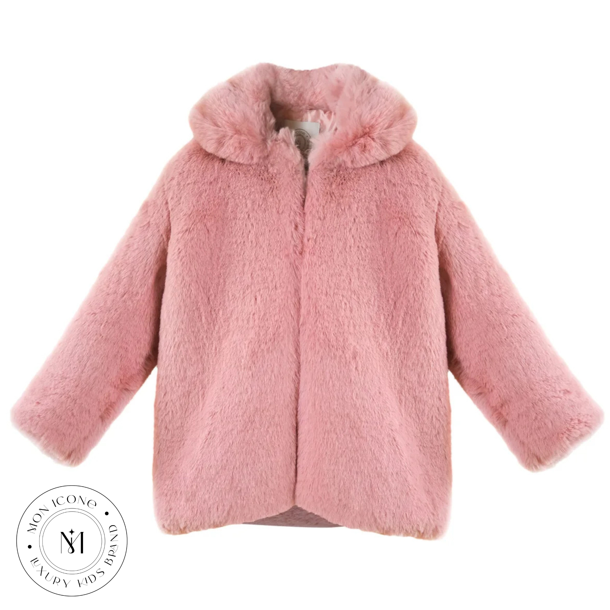 Haină pentru fete Mon Icone, blana naturală, roz, 98 cm