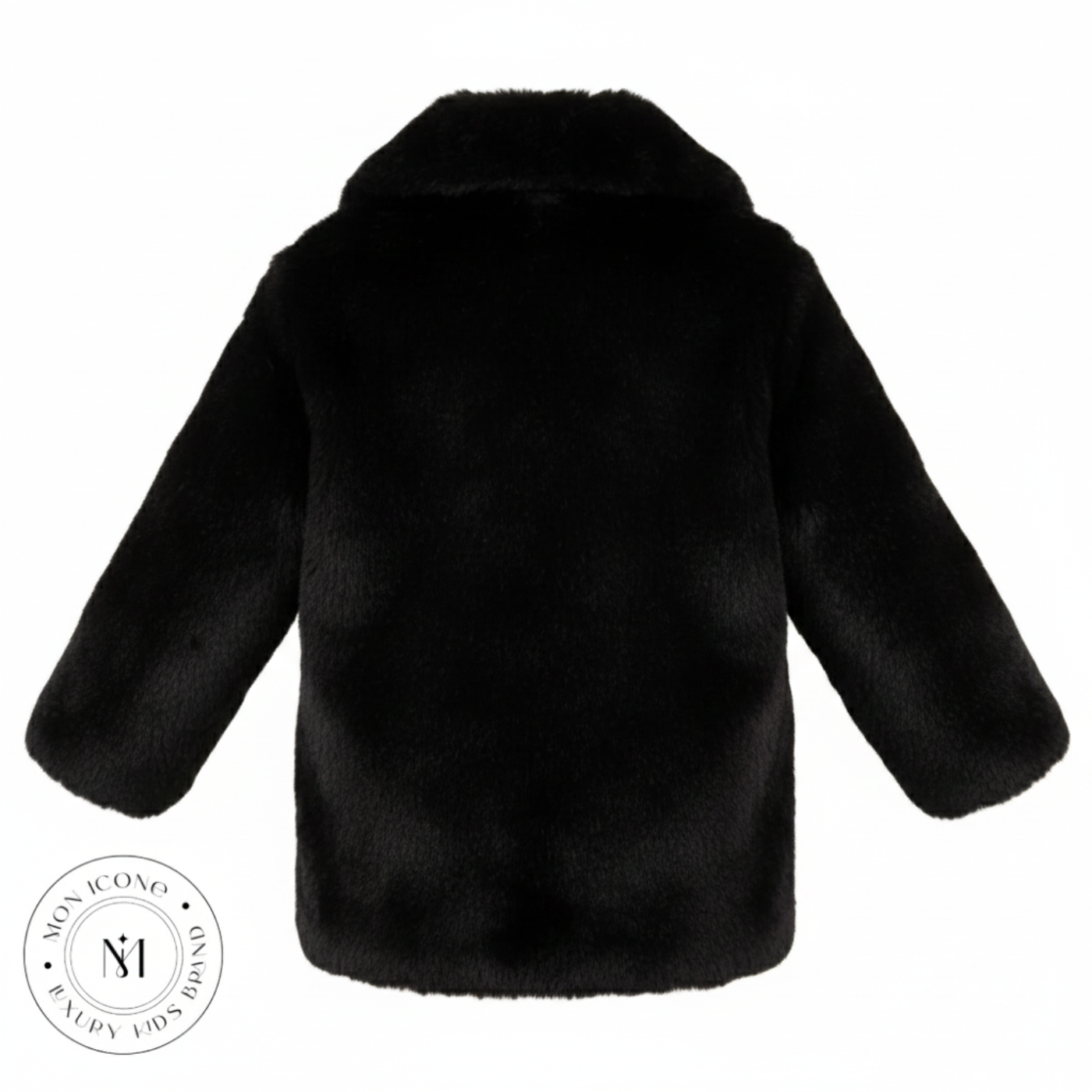 Haină pentru fete Mon Icone, blana naturală, neagra, 98 cm