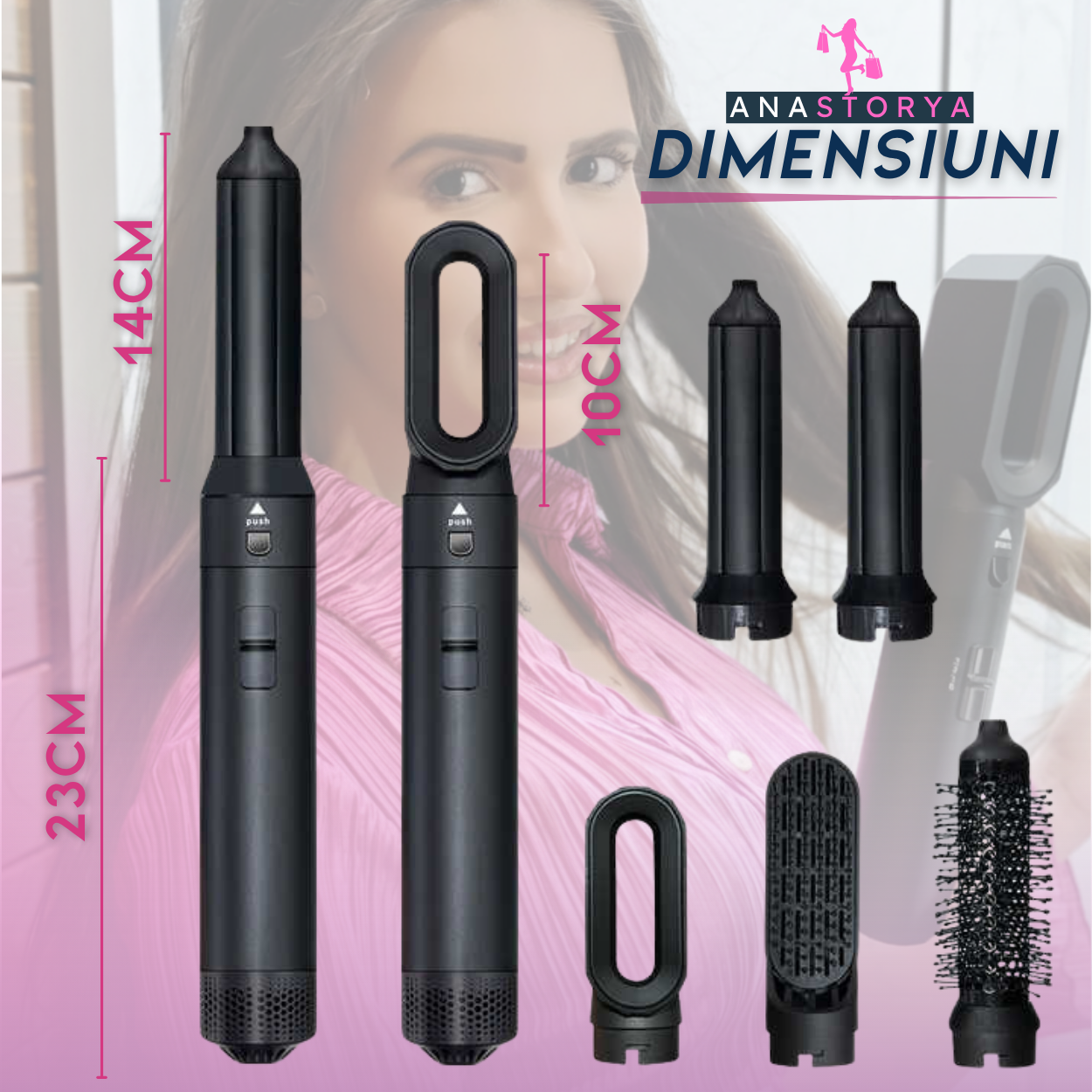 Perie Electrica cu aer cald 5 IN 1, Motor 1000W AnaStorya