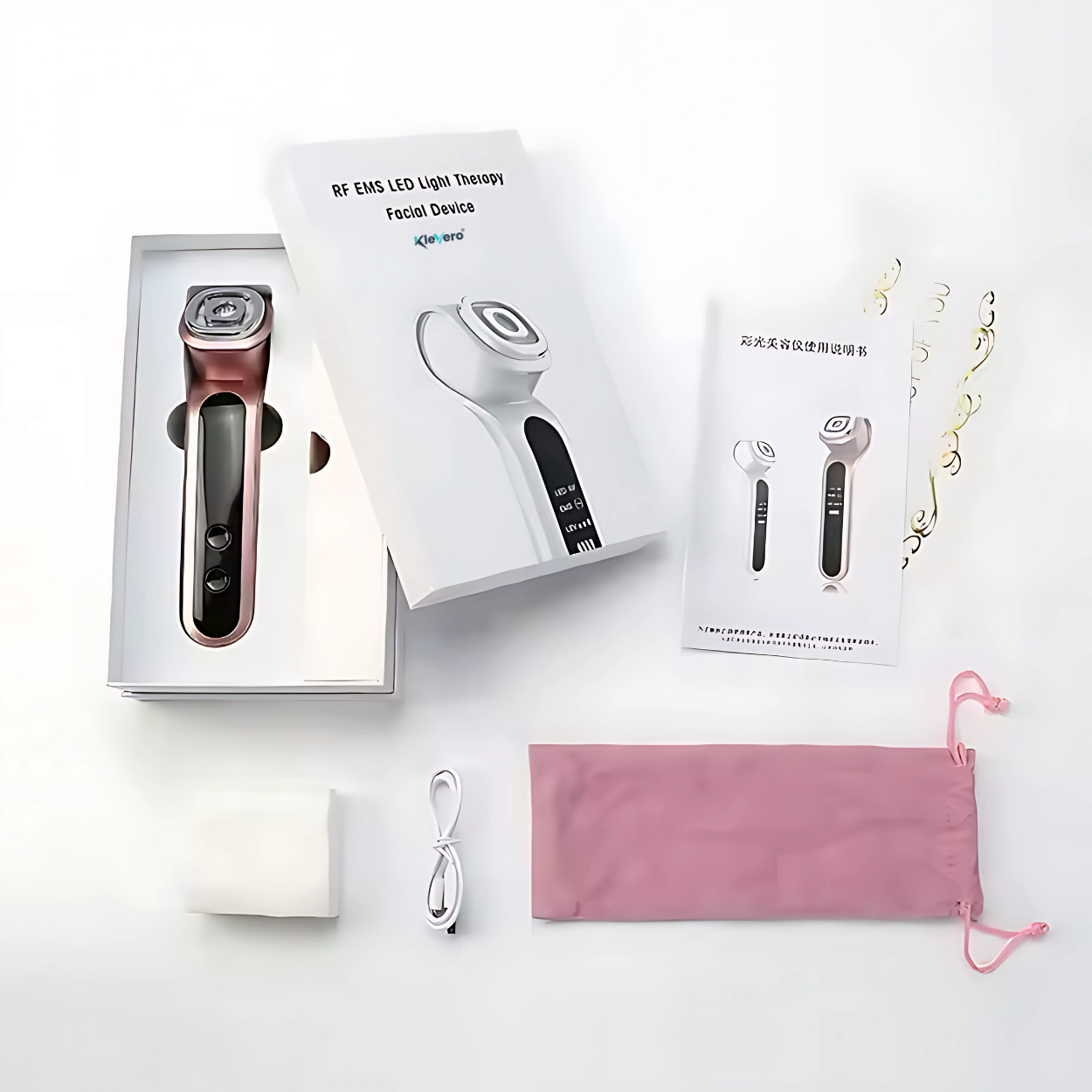 Dispozitiv Facial 7 in 1 Klevero, cu Terapie LED, RF si EMS – Rejuvenare, Lifting si Tratarea Acneei