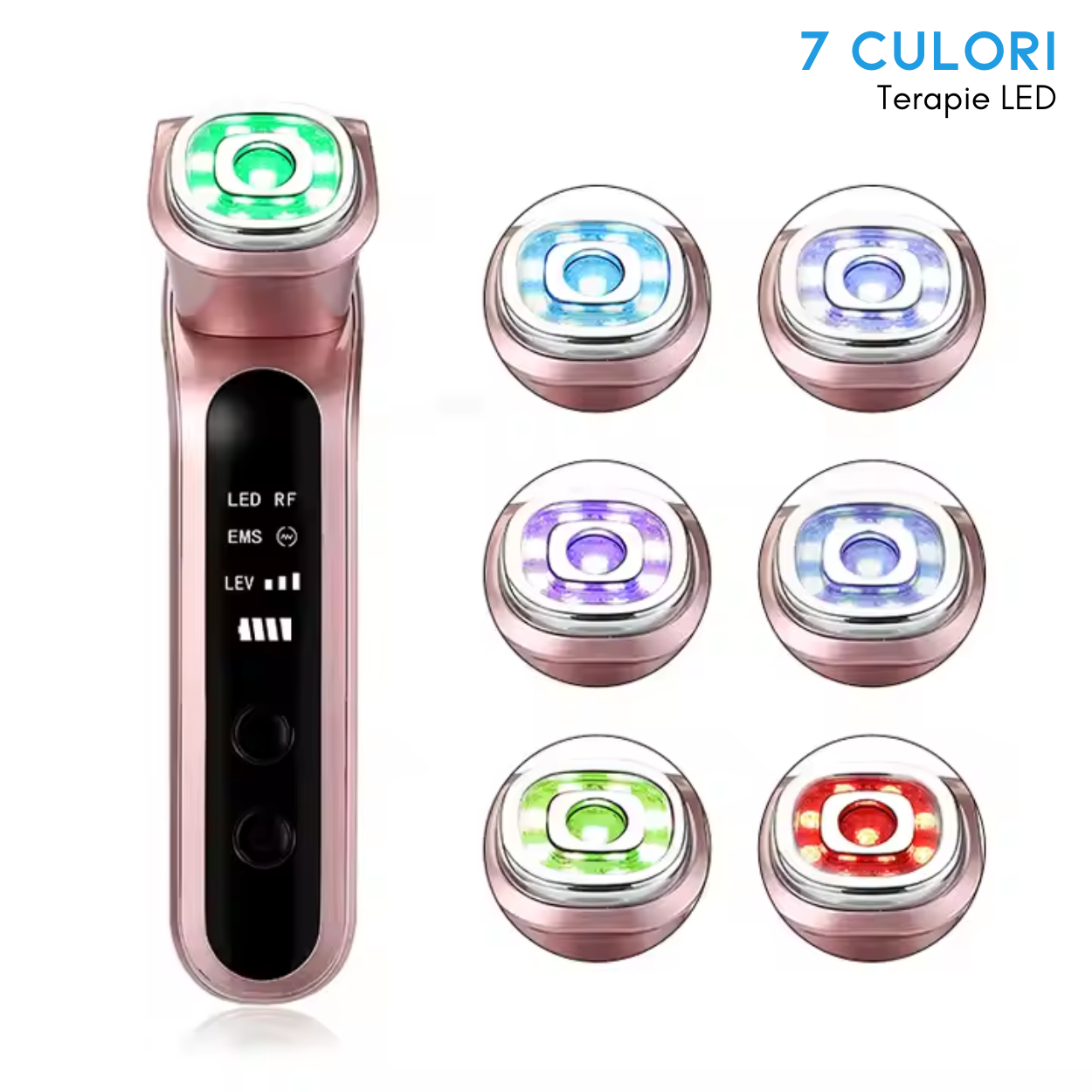 Dispozitiv Facial 7 in 1 Klevero, cu Terapie LED, RF si EMS – Rejuvenare, Lifting si Tratarea Acneei