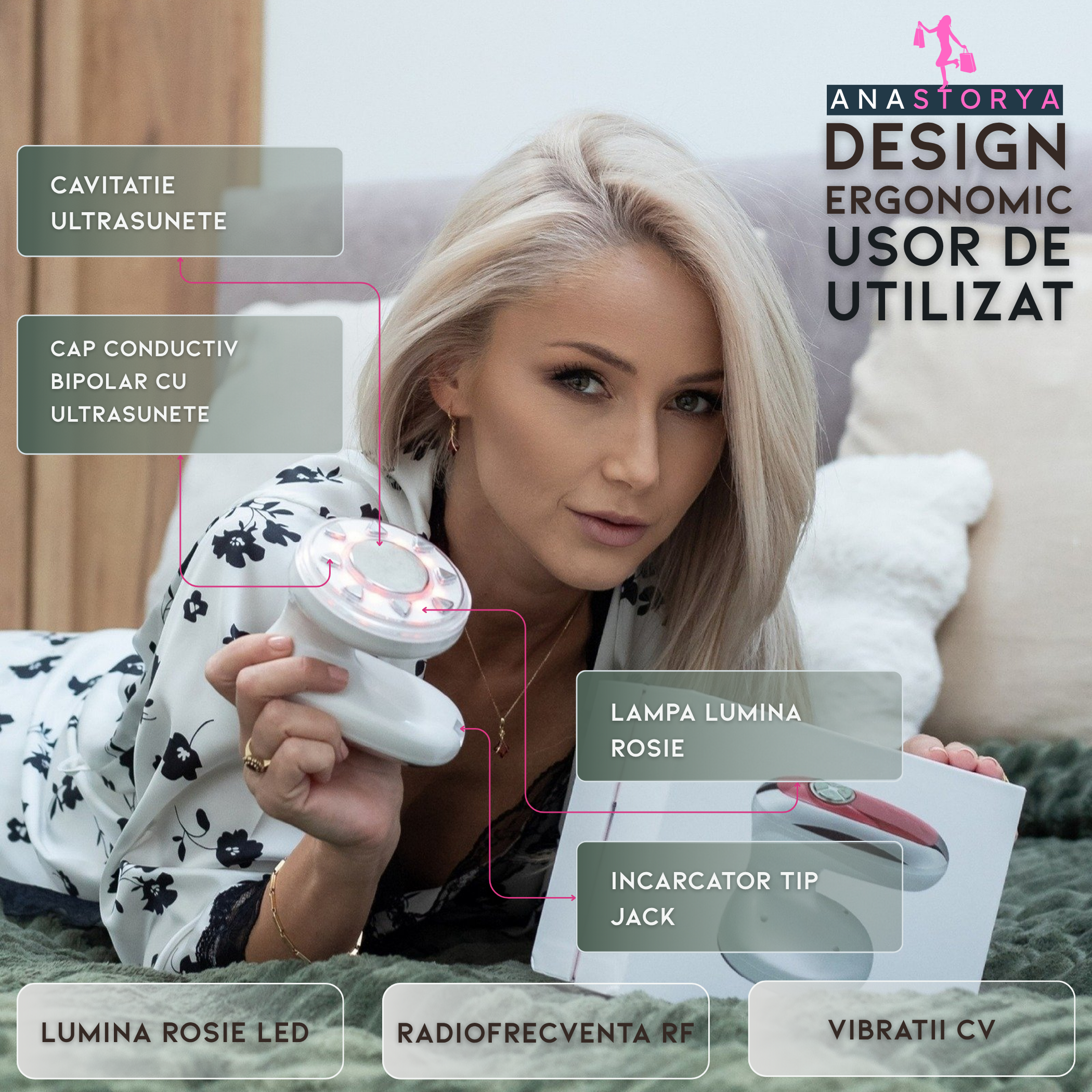 Aparat 3 in 1 pentru Modelare Corporala AnaStorya – Lumina Rosie LED