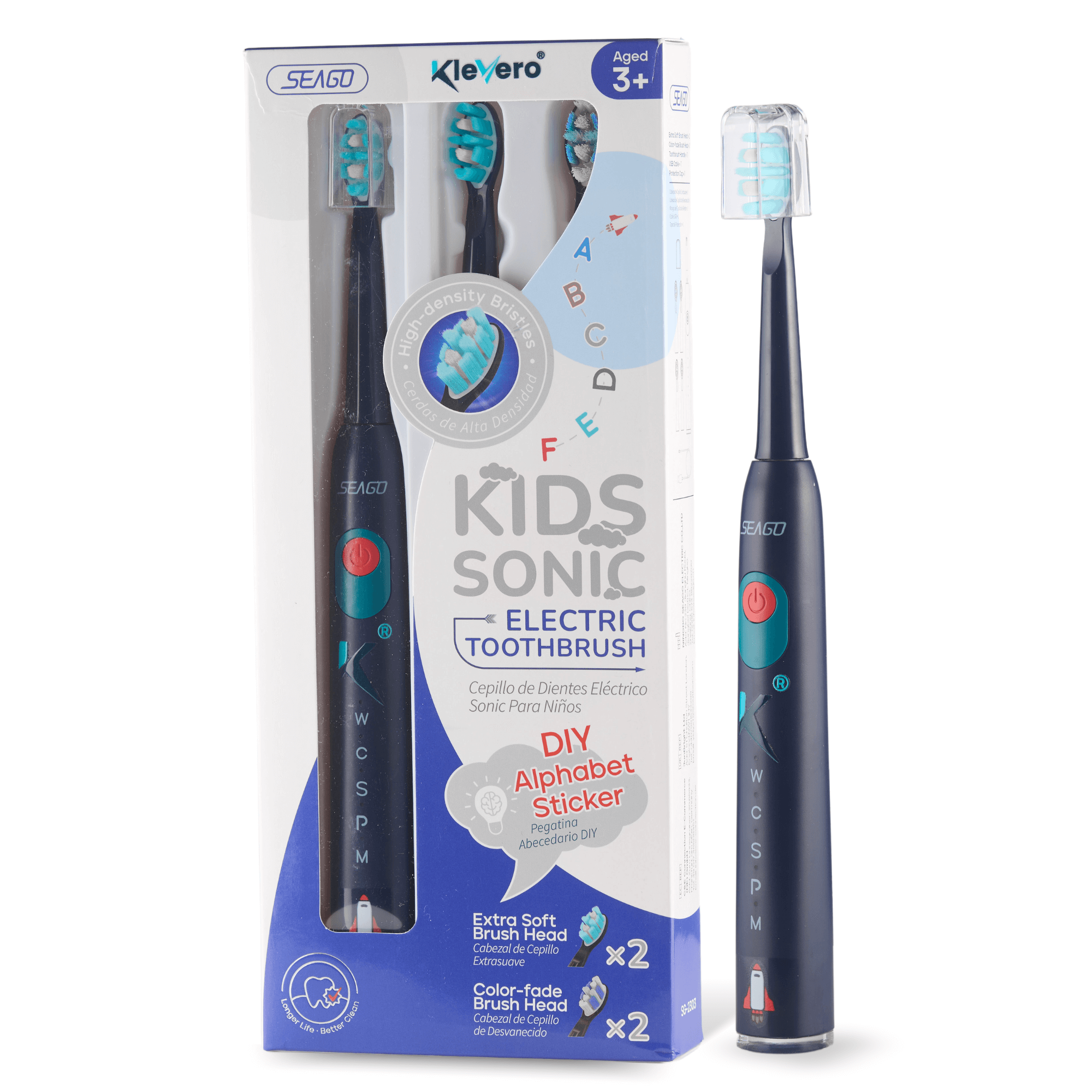 Periuta de Dinti Sonica pentru Copii – Design Personalizabil cu Stickere Amuzante,Albastra