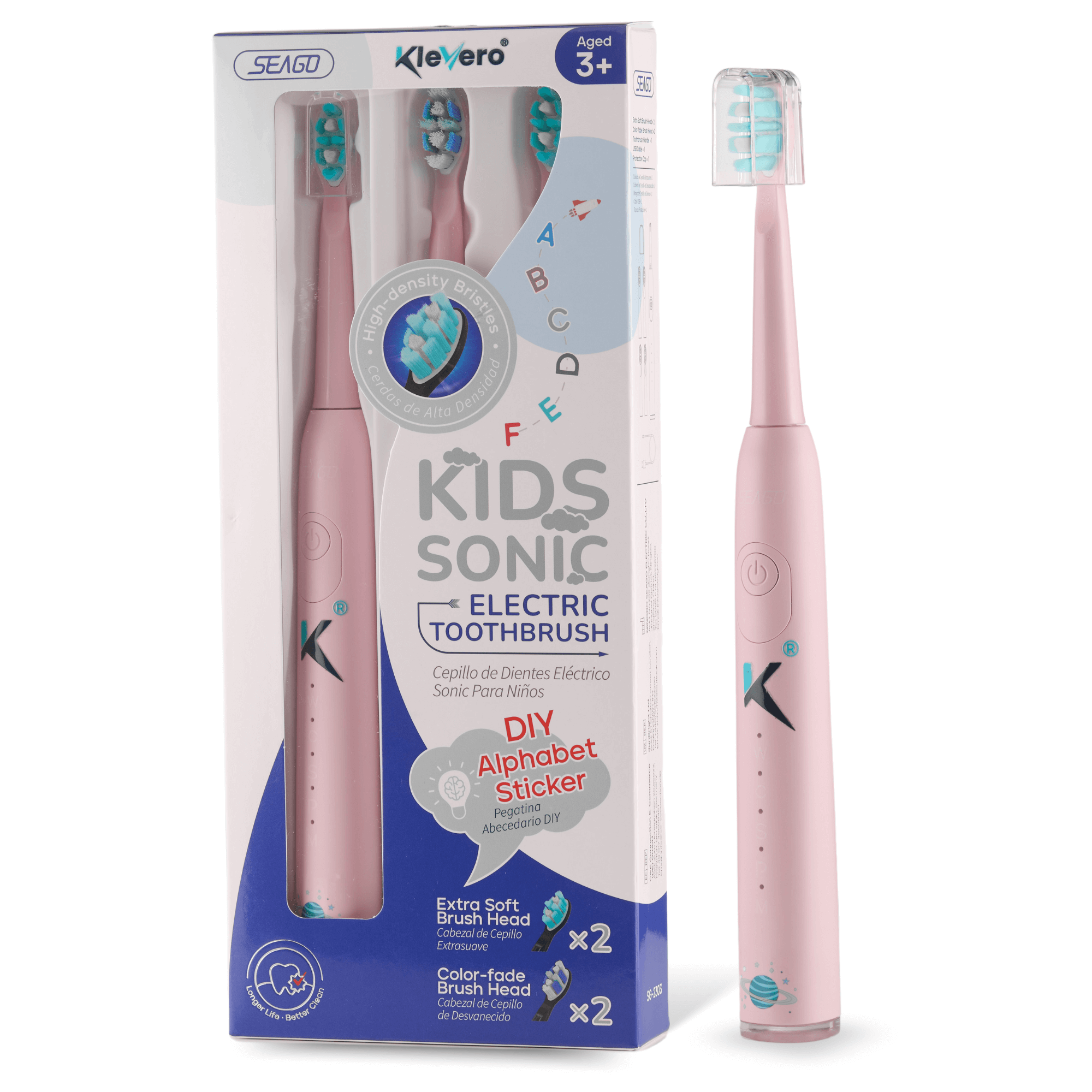 Periuta de Dinti Sonica pentru Copii – Design Personalizabil cu Stickere Amuzante,Roz