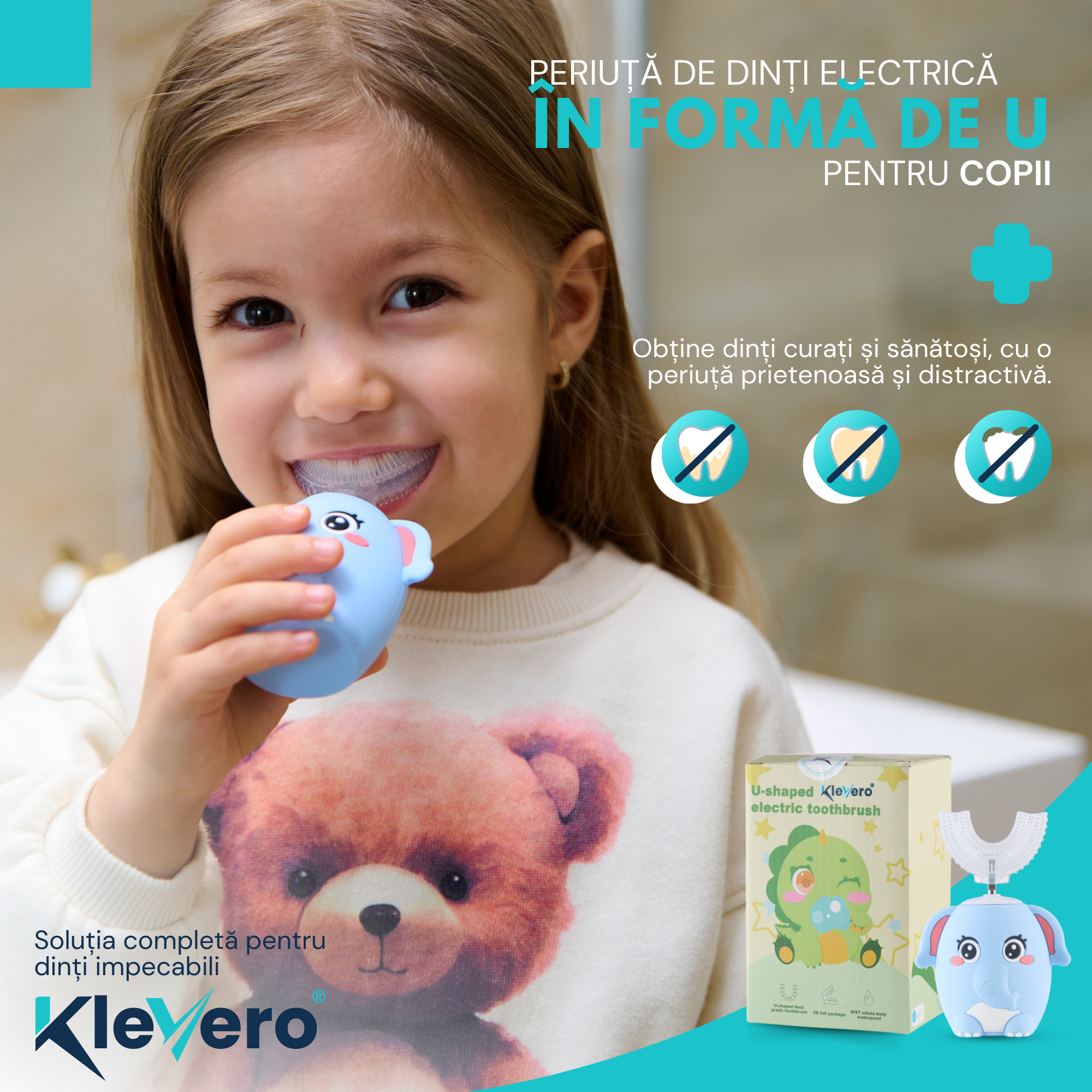 Periuta Electrica pentru Copii - Albastra KleVero