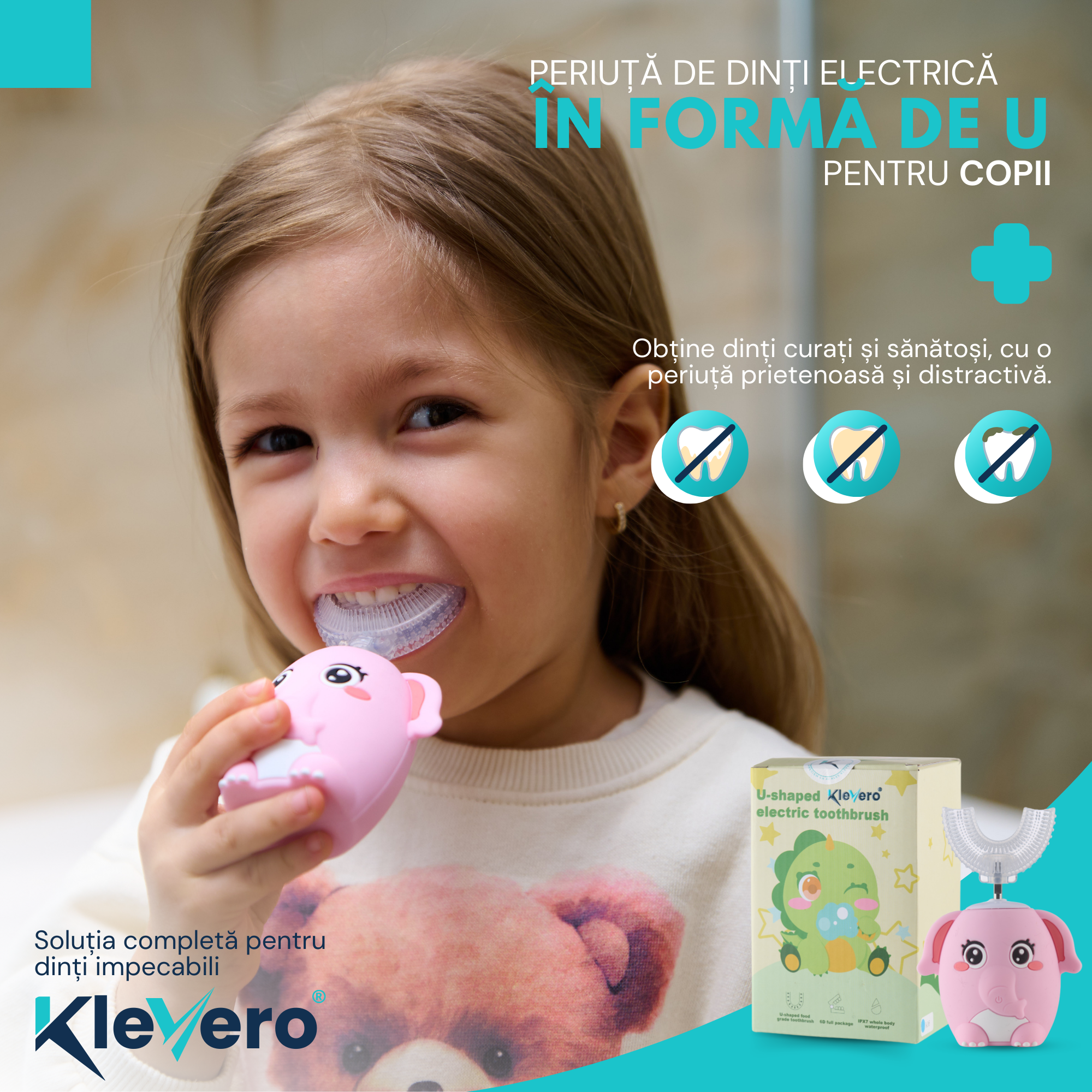 Periuta Electrica pentru Copii - Roz KleVero