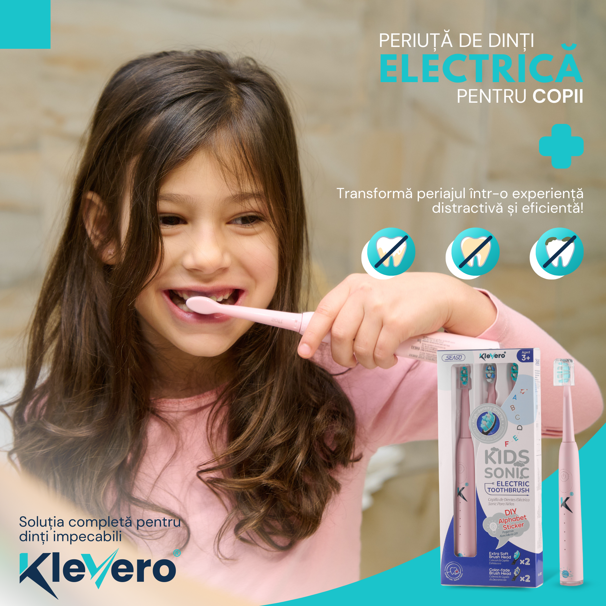 Periuta de Dinti Electrica pentru Copii - Roz