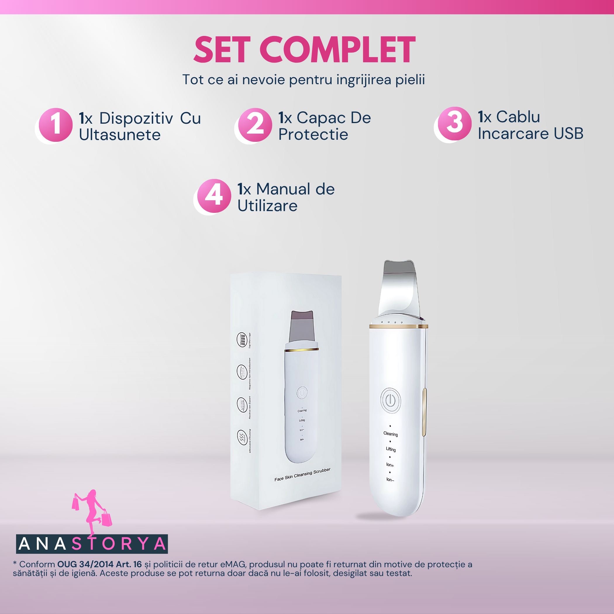 Aparat Profesional de Curatare Faciala Ultrasunete AnaStorya