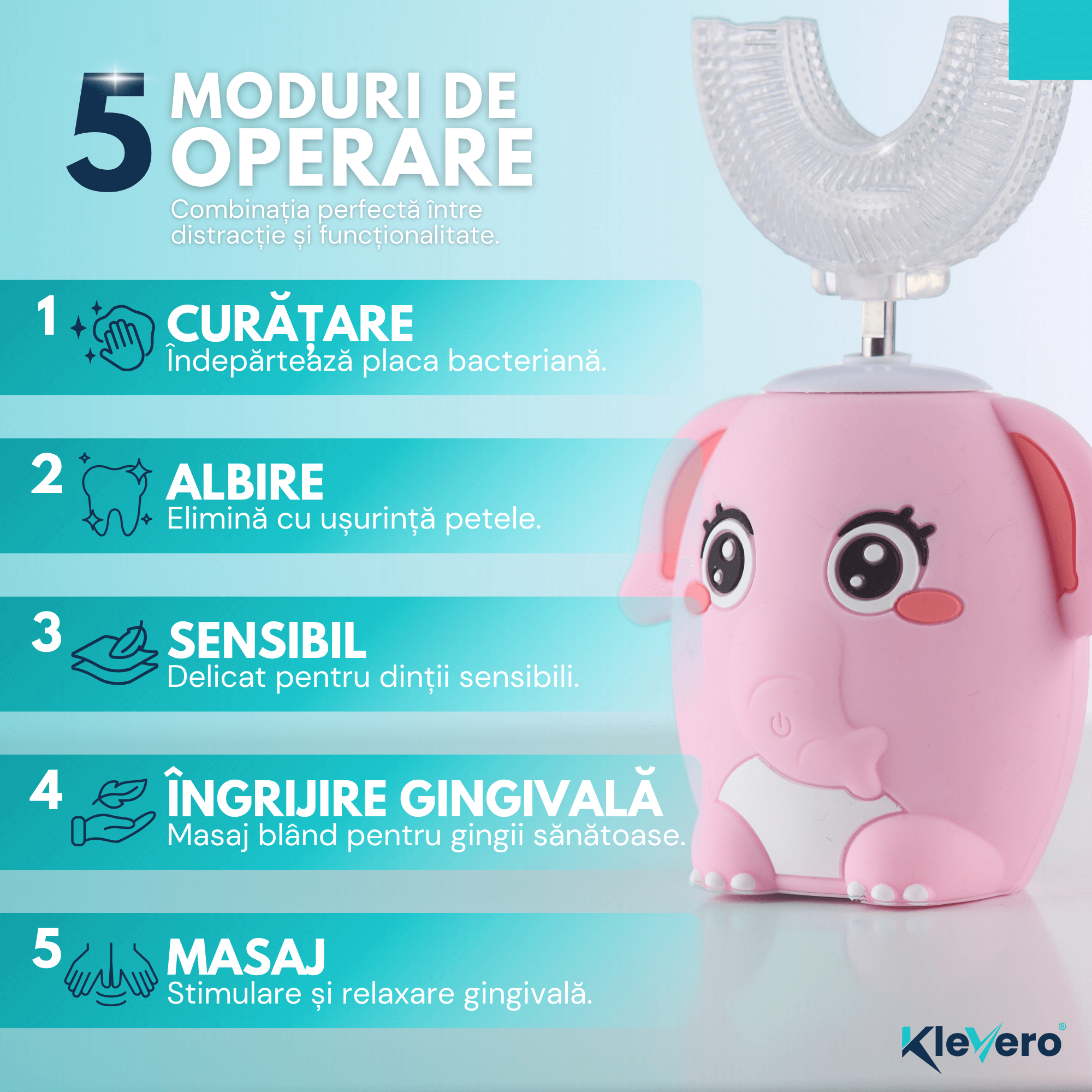 Periuta Electrica pentru Copii - Roz KleVero