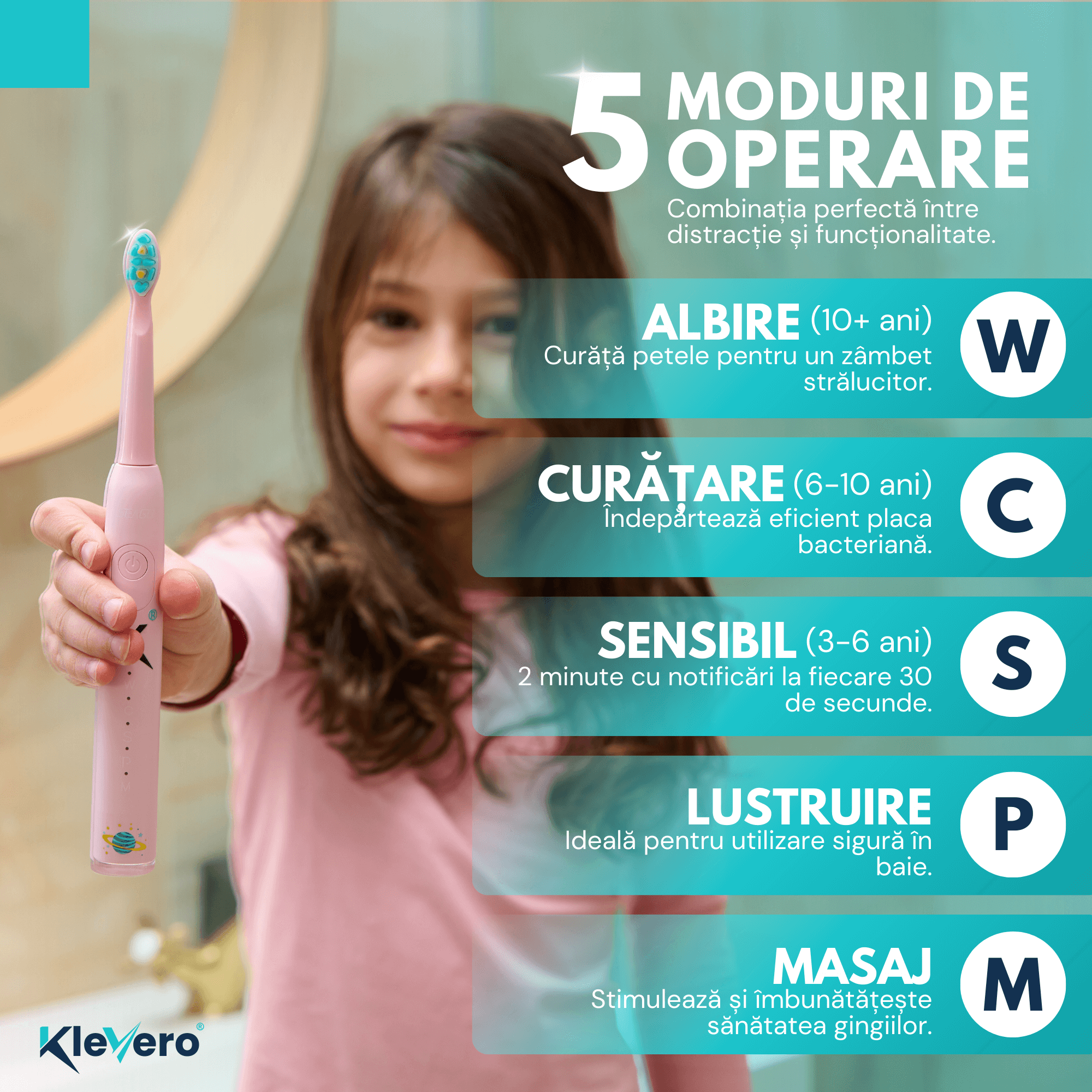 Periuta de Dinti Electrica pentru Copii - Roz