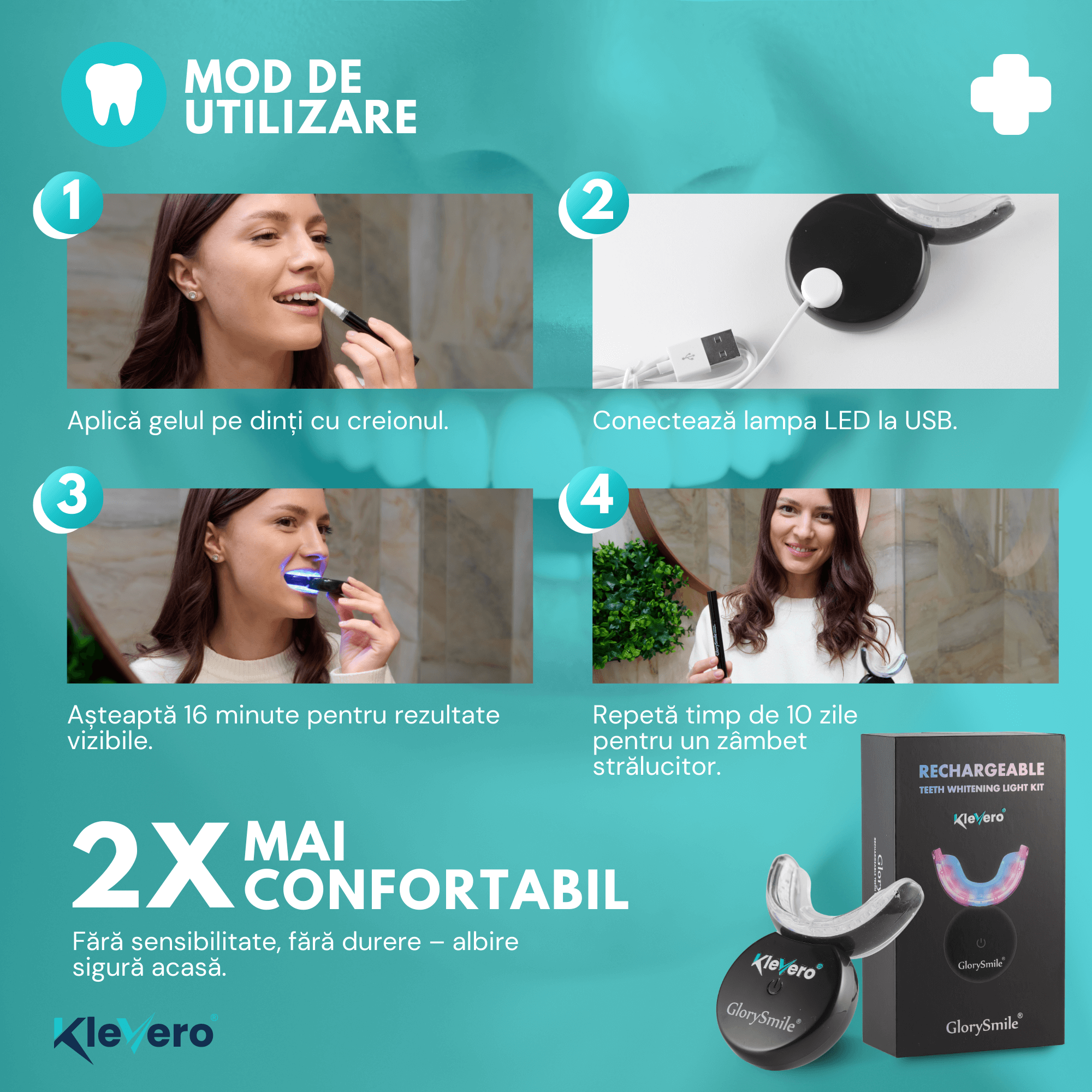 Kit Premium pentru Albirea Dintilor KleVero