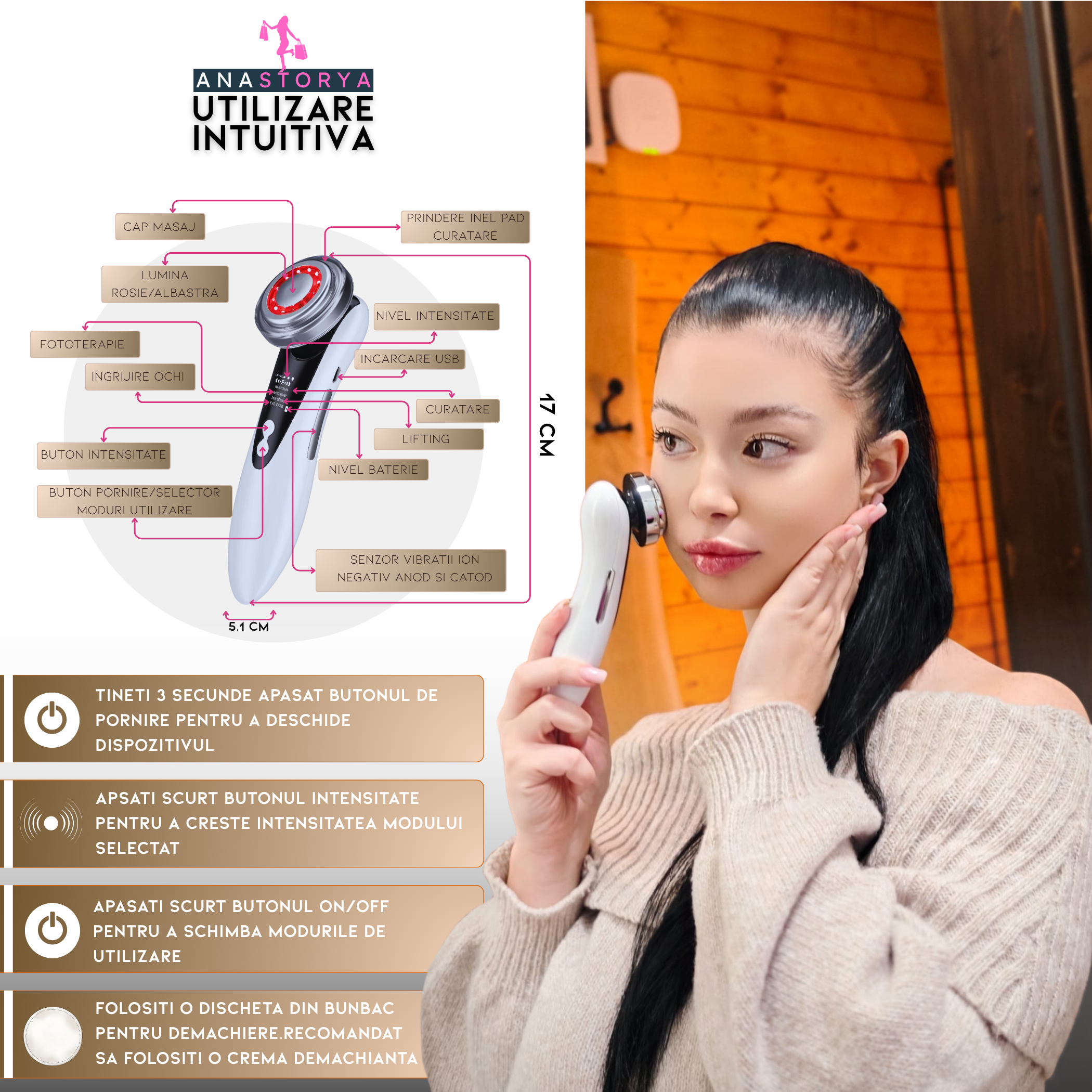 Aparat Facial Multifunctional 5 in 1 AnaStorya