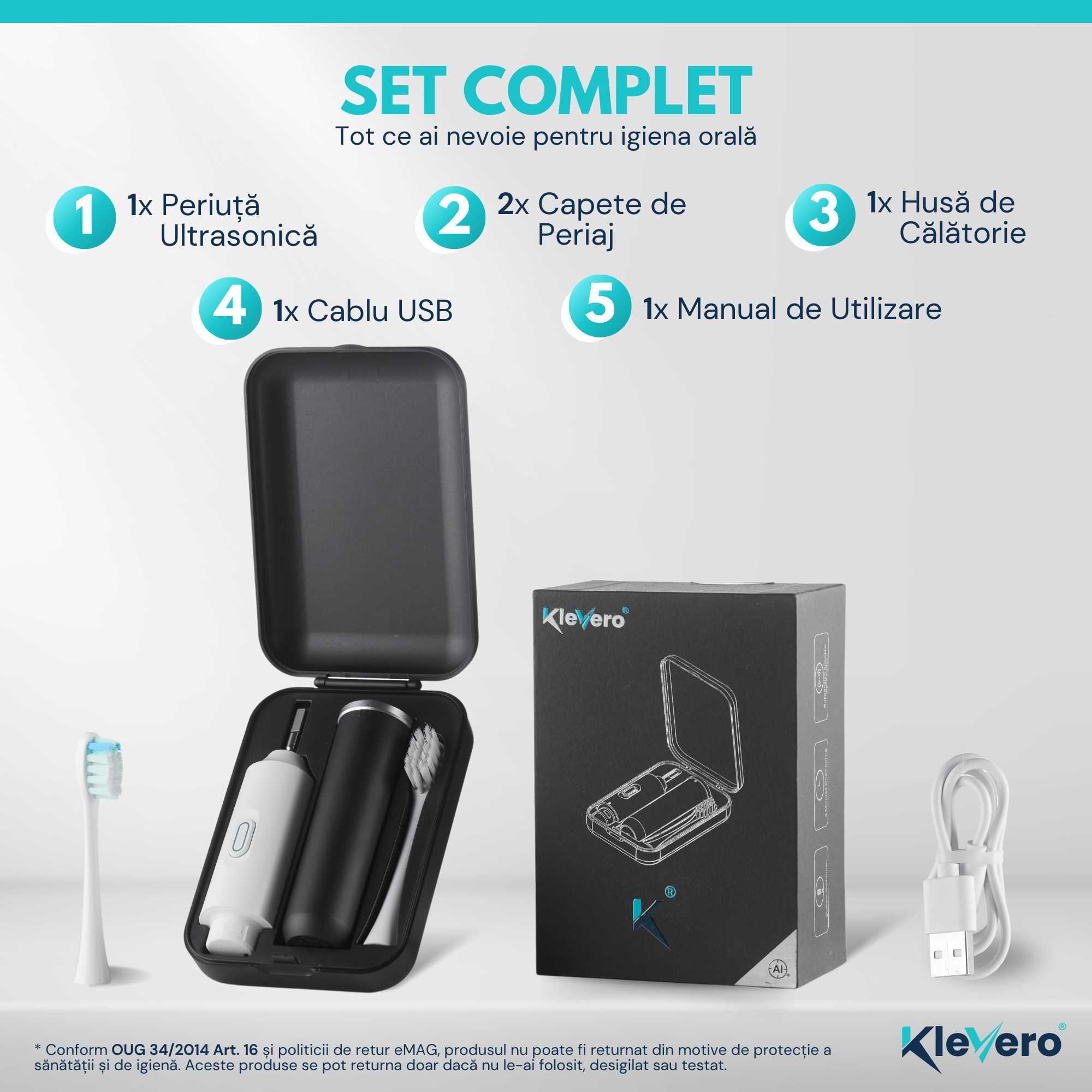 Periuta de Dinti Electrica Ultrasonica KleVero