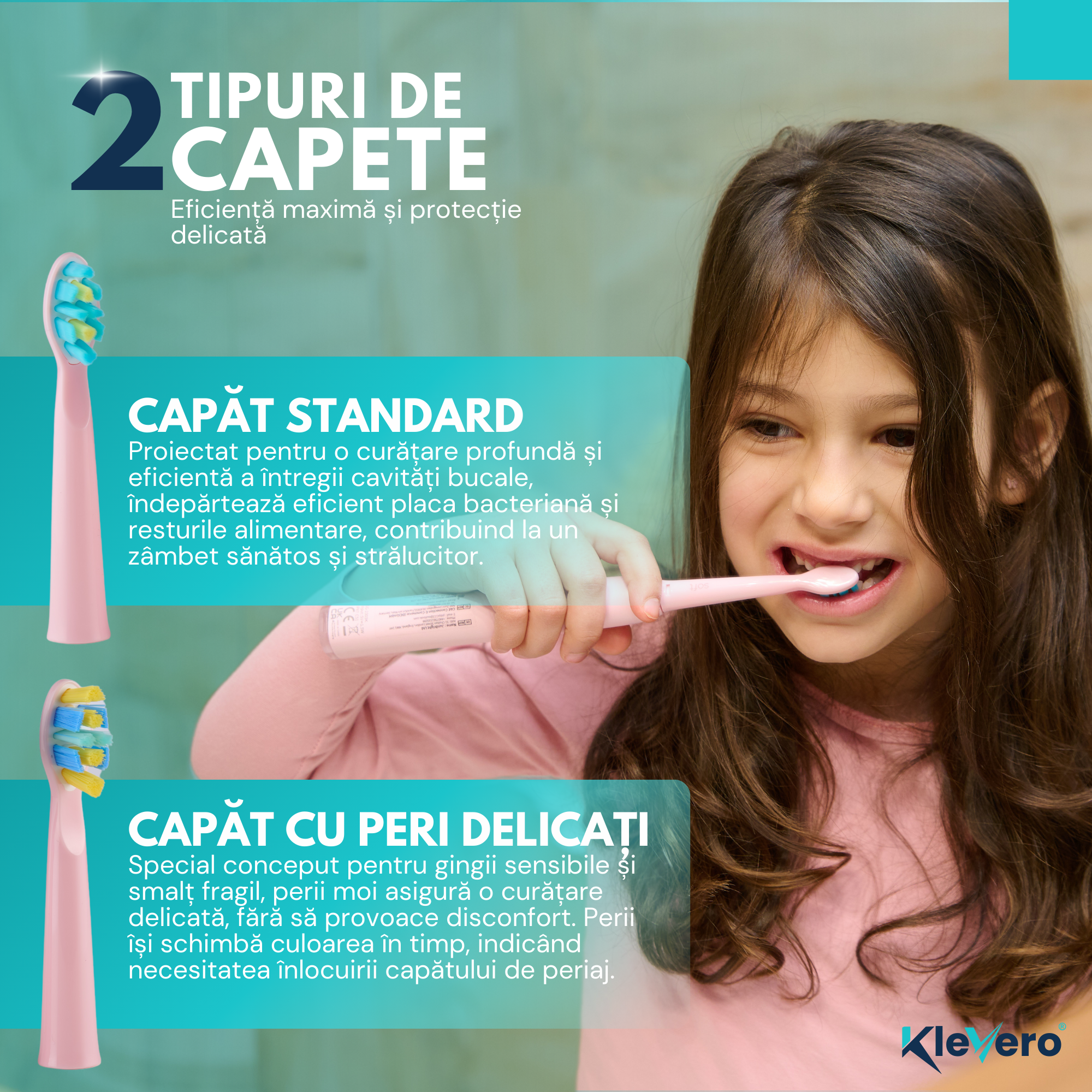 Periuta de Dinti Electrica pentru Copii - Roz KleVero