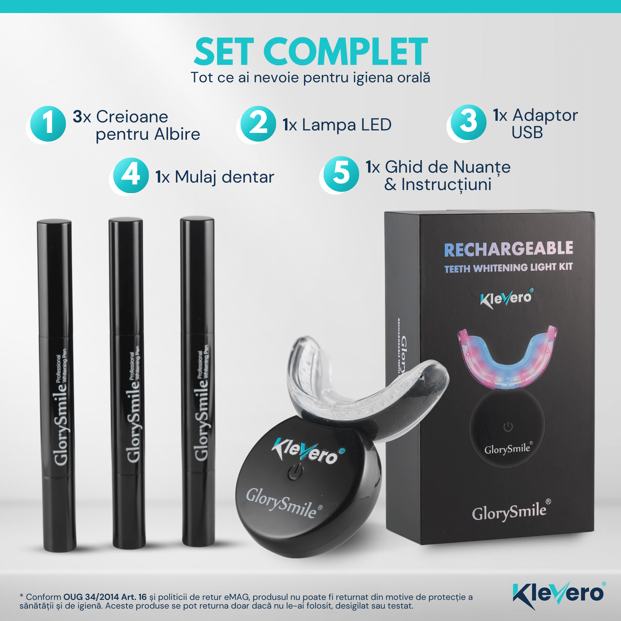 Kit Premium pentru Albirea Dintilor KleVero