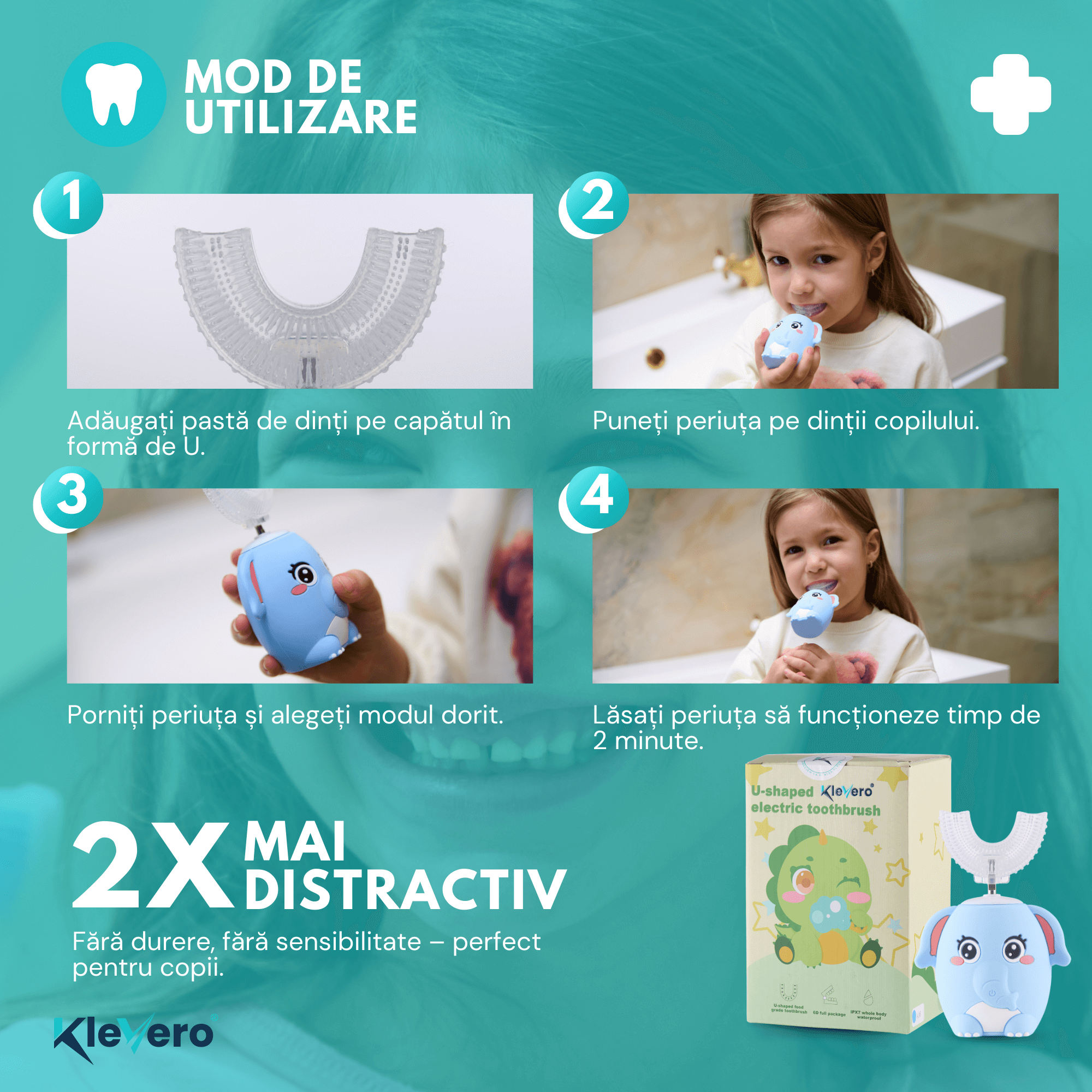 Periuta Electrica pentru Copii - Albastra KleVero