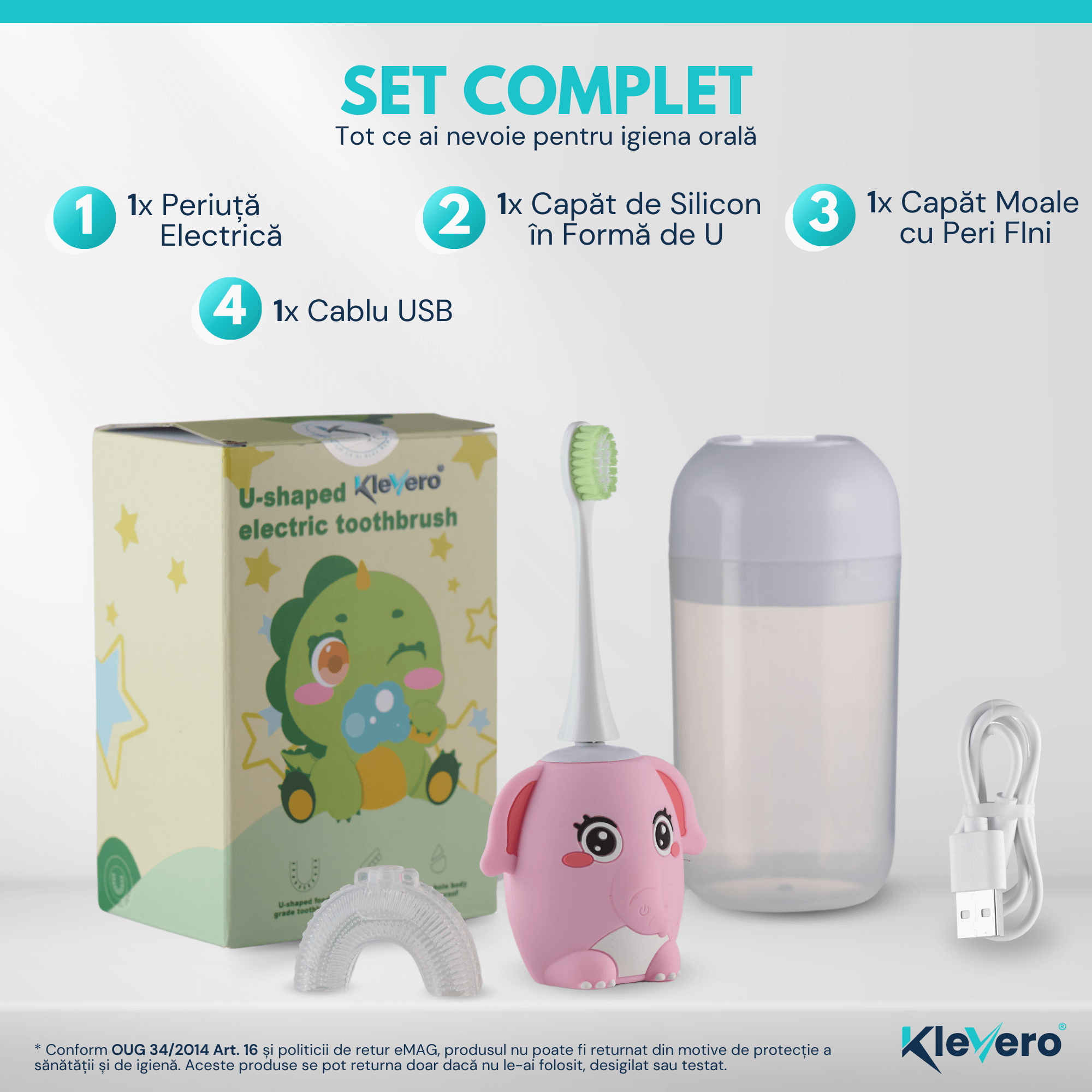Periuta Electrica pentru Copii - Roz KleVero