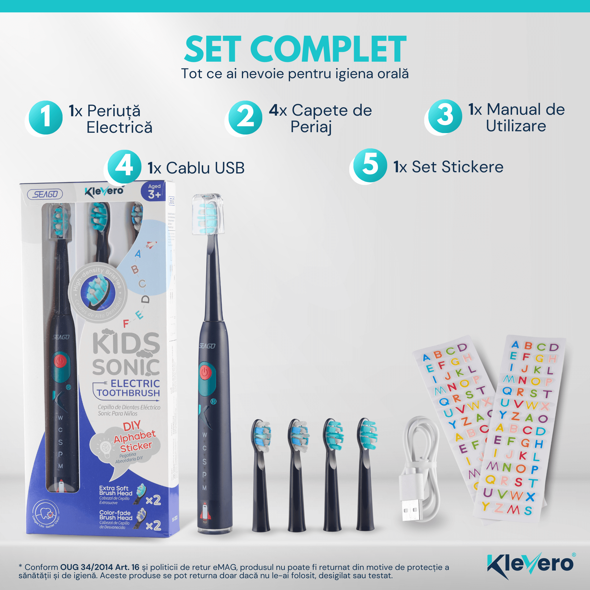 Periuta de Dinti Electrica pentru Copii - Albastra KleVero