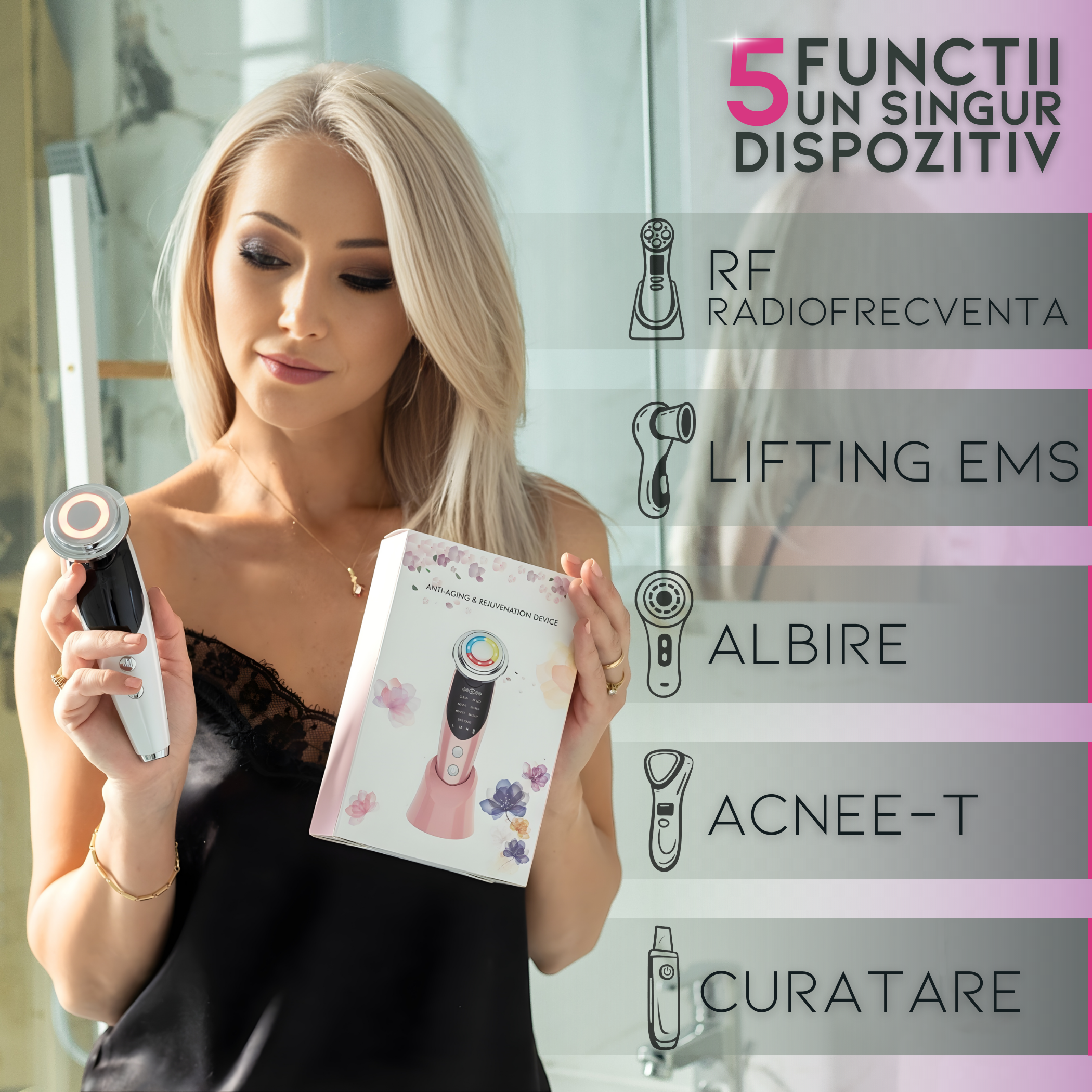 Aparat profesional 7 in 1 pentru tratament facial si intinerirea pielii AnaStorya®