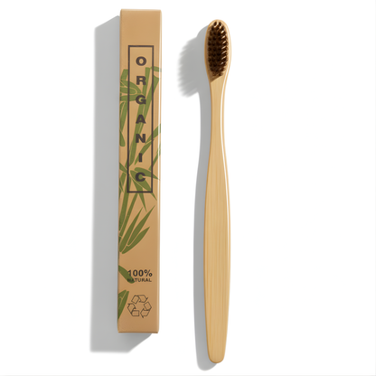 Klevero® Toothbrush with Soft Bristles and Bamboo Handle 