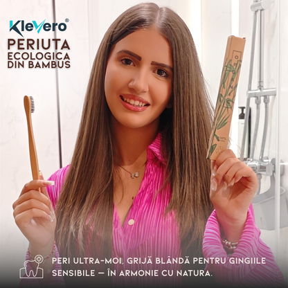 Klevero® Toothbrush with Soft Bristles and Bamboo Handle 
