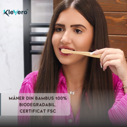 Klevero® Toothbrush with Soft Bristles and Bamboo Handle 