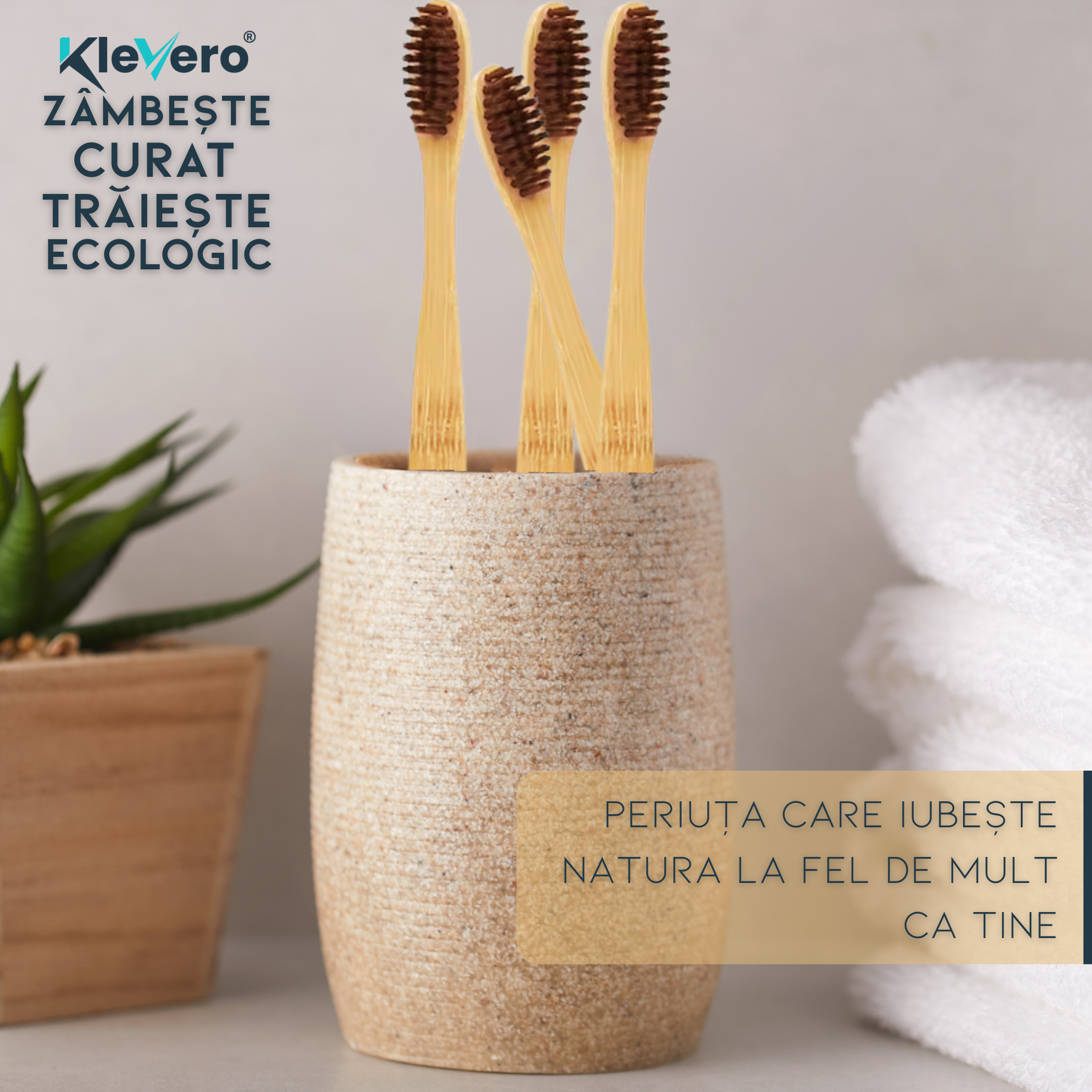 Klevero® Toothbrush with Soft Bristles and Bamboo Handle 
