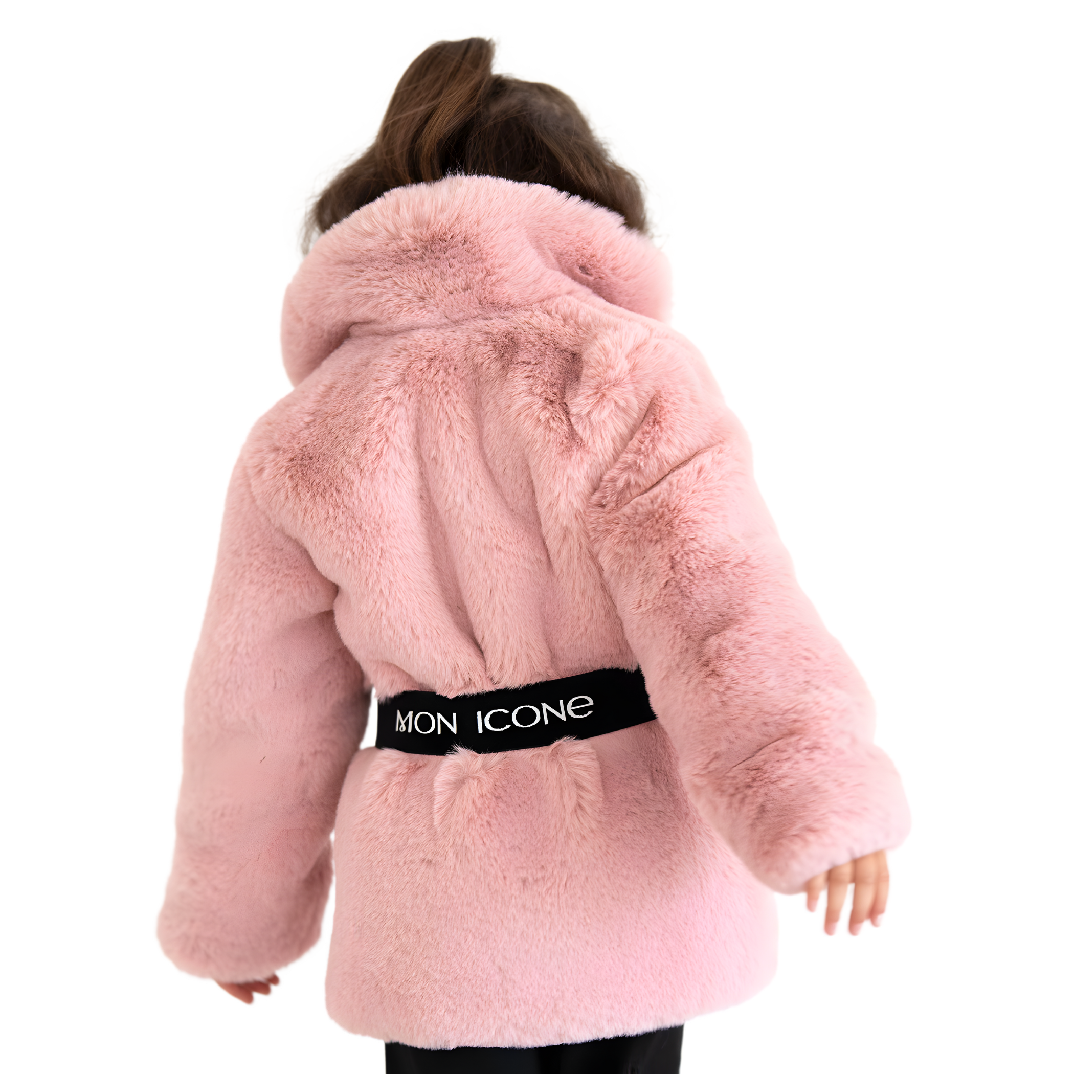 Haină pentru fete Mon Icone, blana naturală, roz, 98 cm
