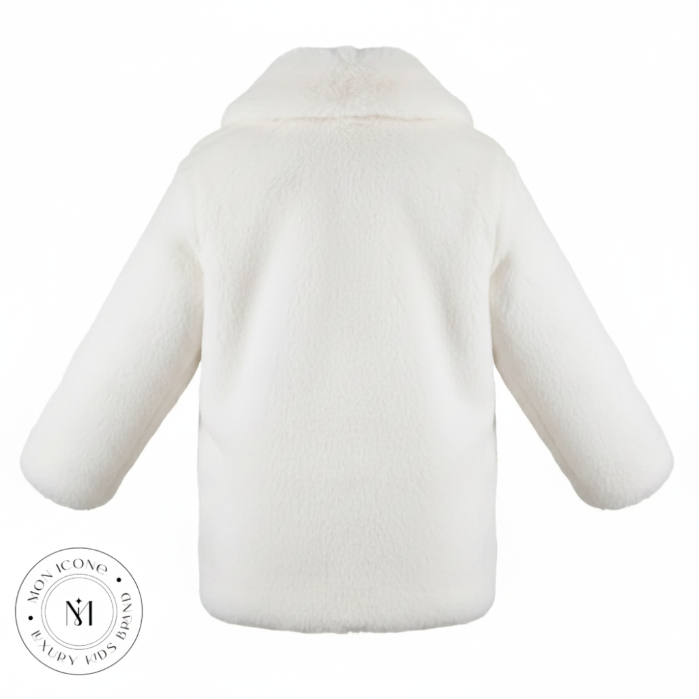 Haină pentru fete Mon Icone, blana naturală, alba, 98 cm