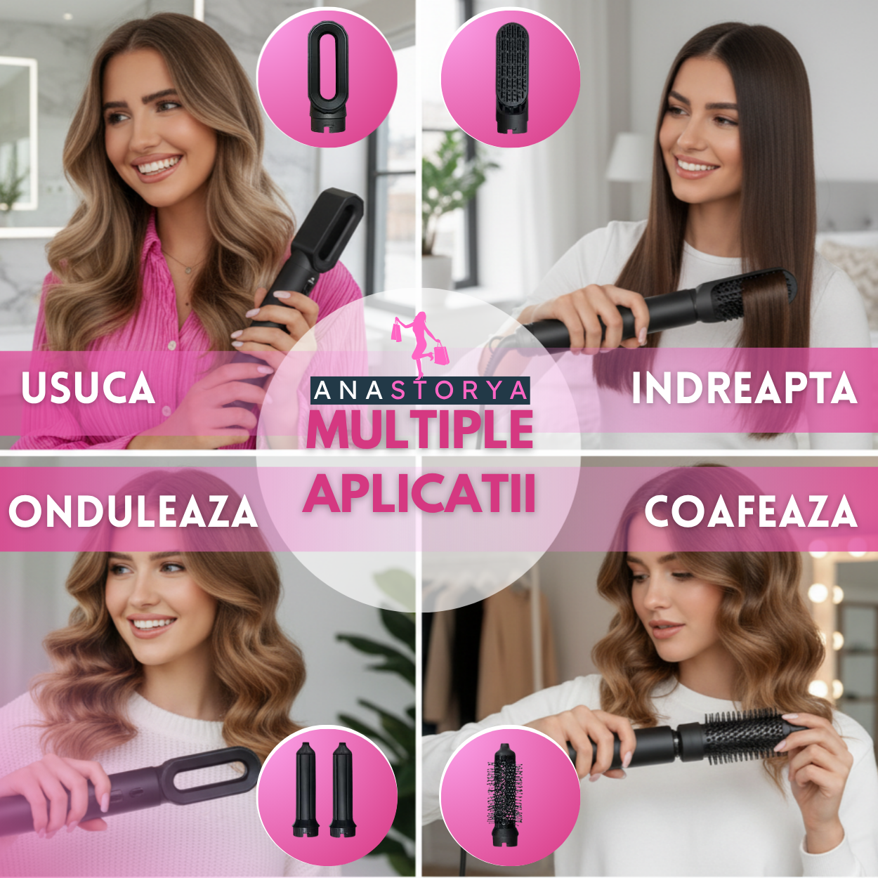 Perie Electrica cu aer cald 5 IN 1, Motor 1000W AnaStorya