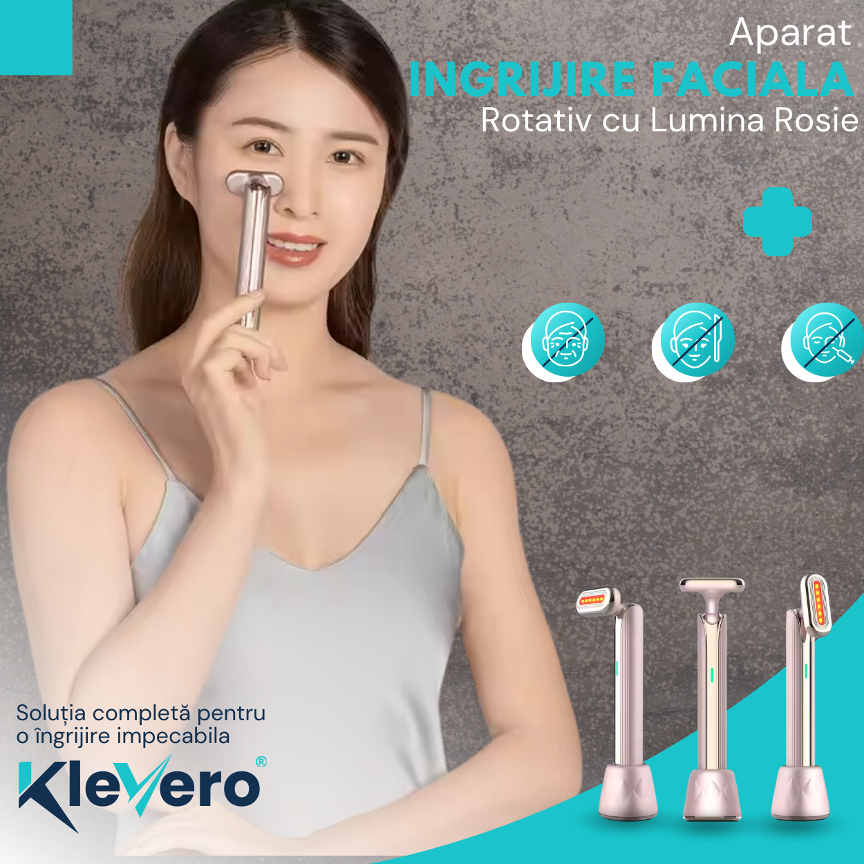 Aparat ingrijire faciala rotativa cu lumina rosie 4 in 1