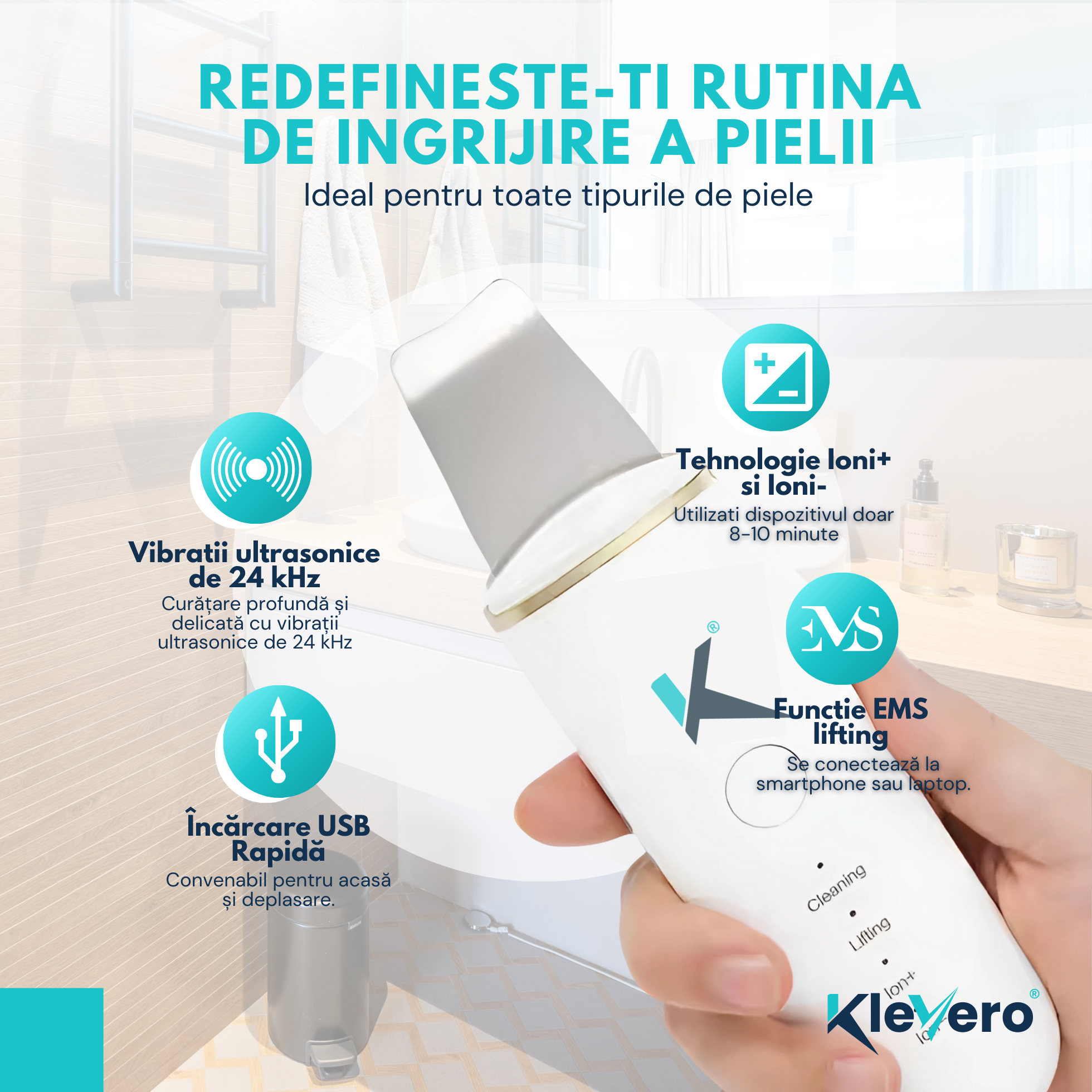 Aparat Profesional de Curatare Faciala Ultrasunete