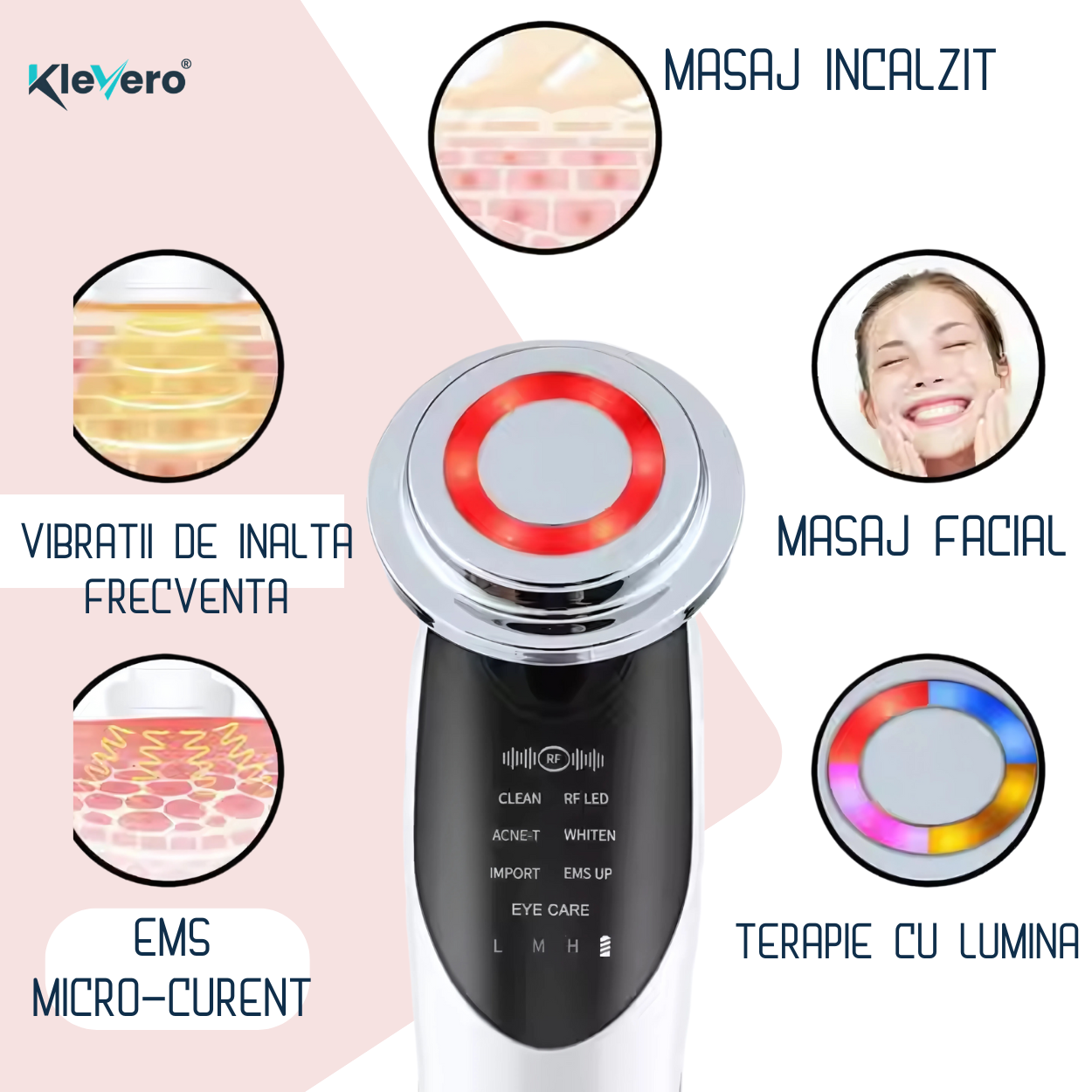Aparat profesional 7 in 1 pentru tratament facial si intinerirea pielii Klevero®