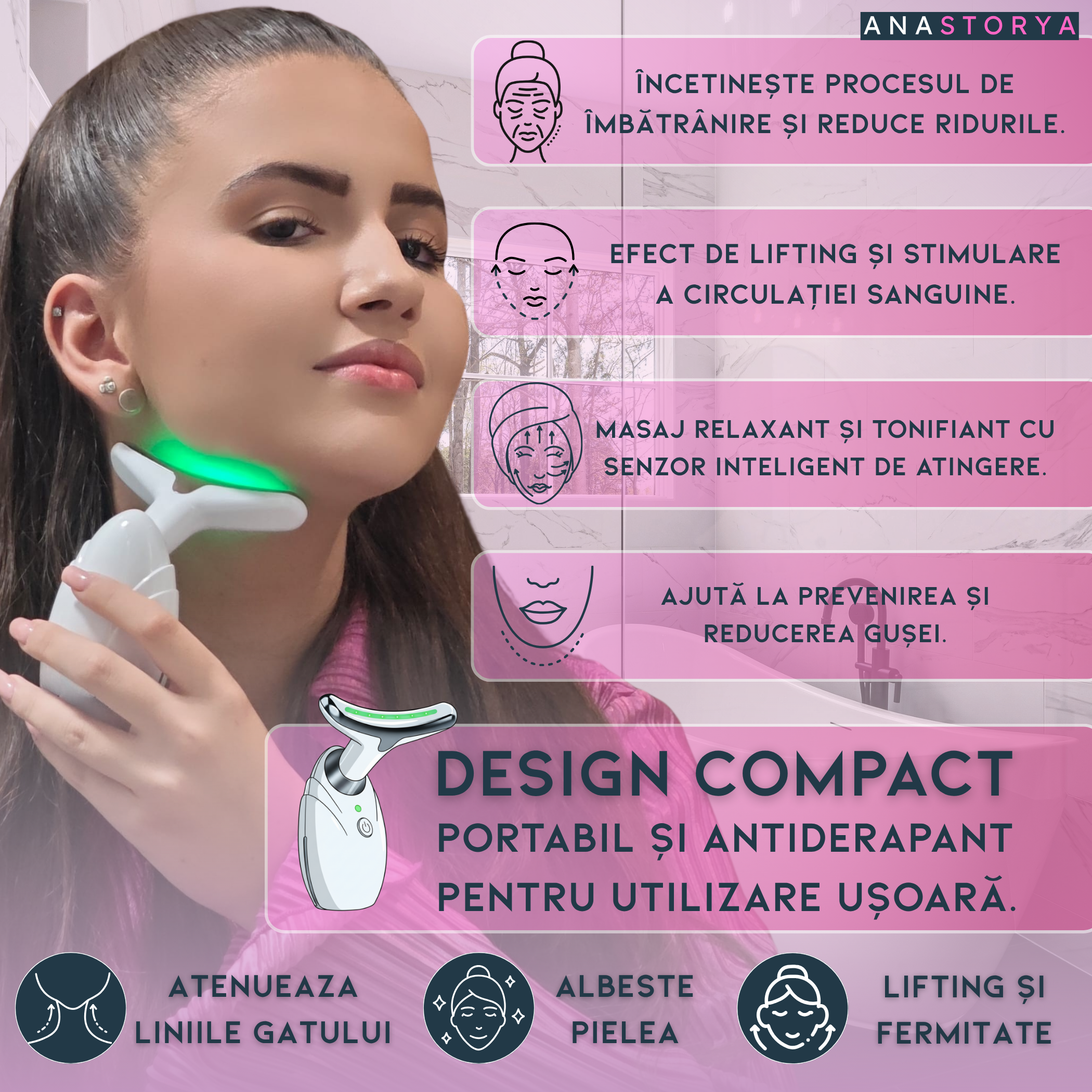 Device for Reducing Facial Wrinkles and Caring for the Neck Area Klevero 