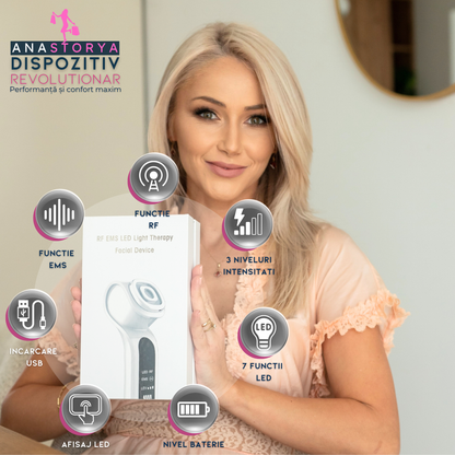 Klevero 7 in 1 Facial Device, with LED, RF and EMS Therapy – Rejuvenation, Lifting and Acne Treatment 