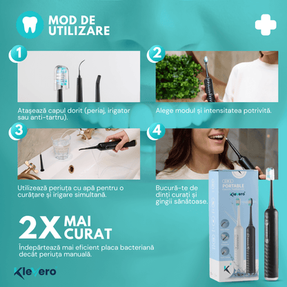 Periuta Electrica 3-in-1 cu Irigator Bucal si cap eliminare tartru