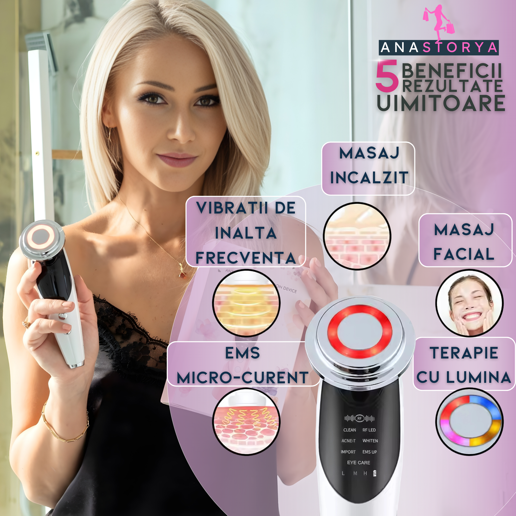 Klevero® 7-in-1 professional facial treatment and skin rejuvenation device 