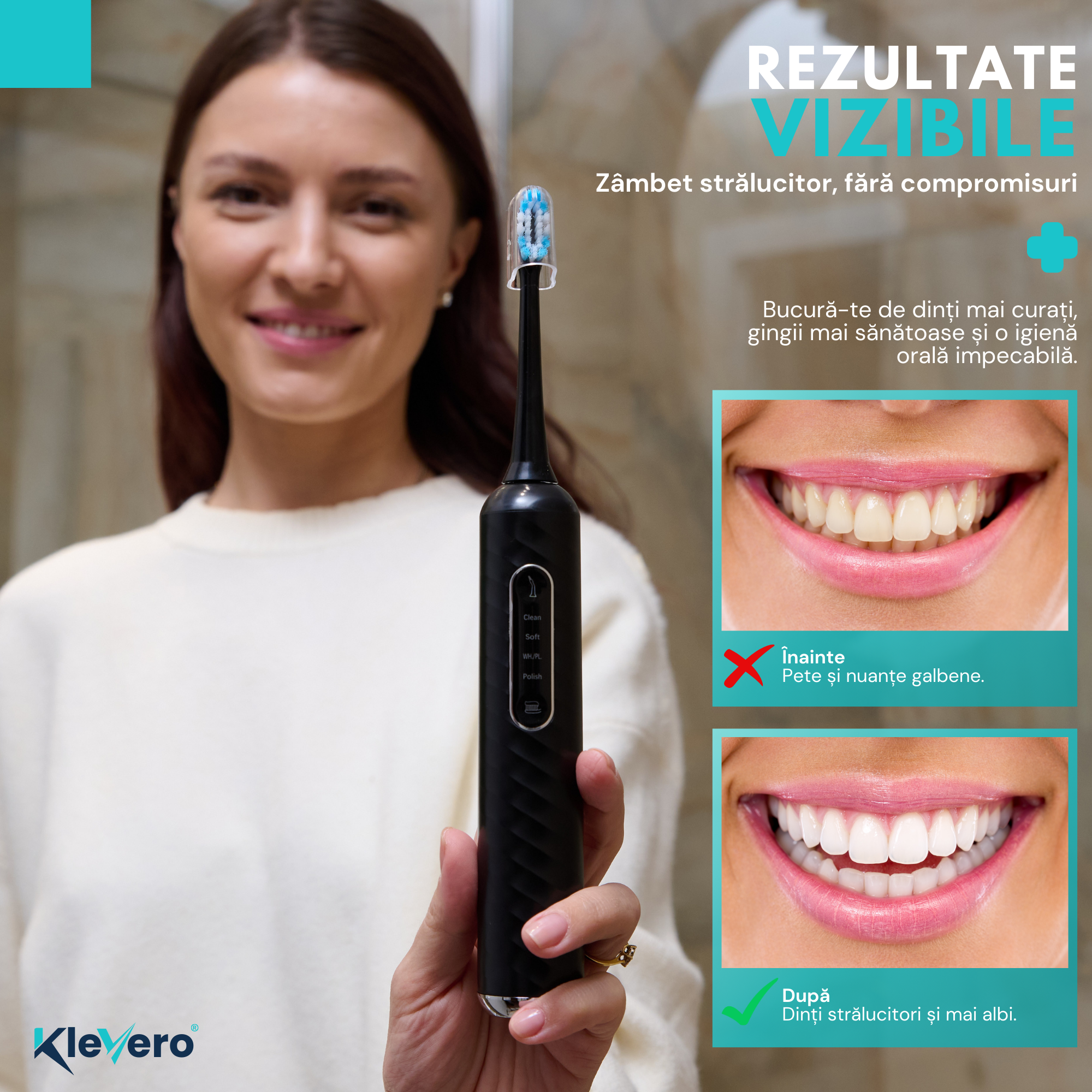 Periuta Electrica 3-in-1 cu Irigator Bucal si cap eliminare tartru