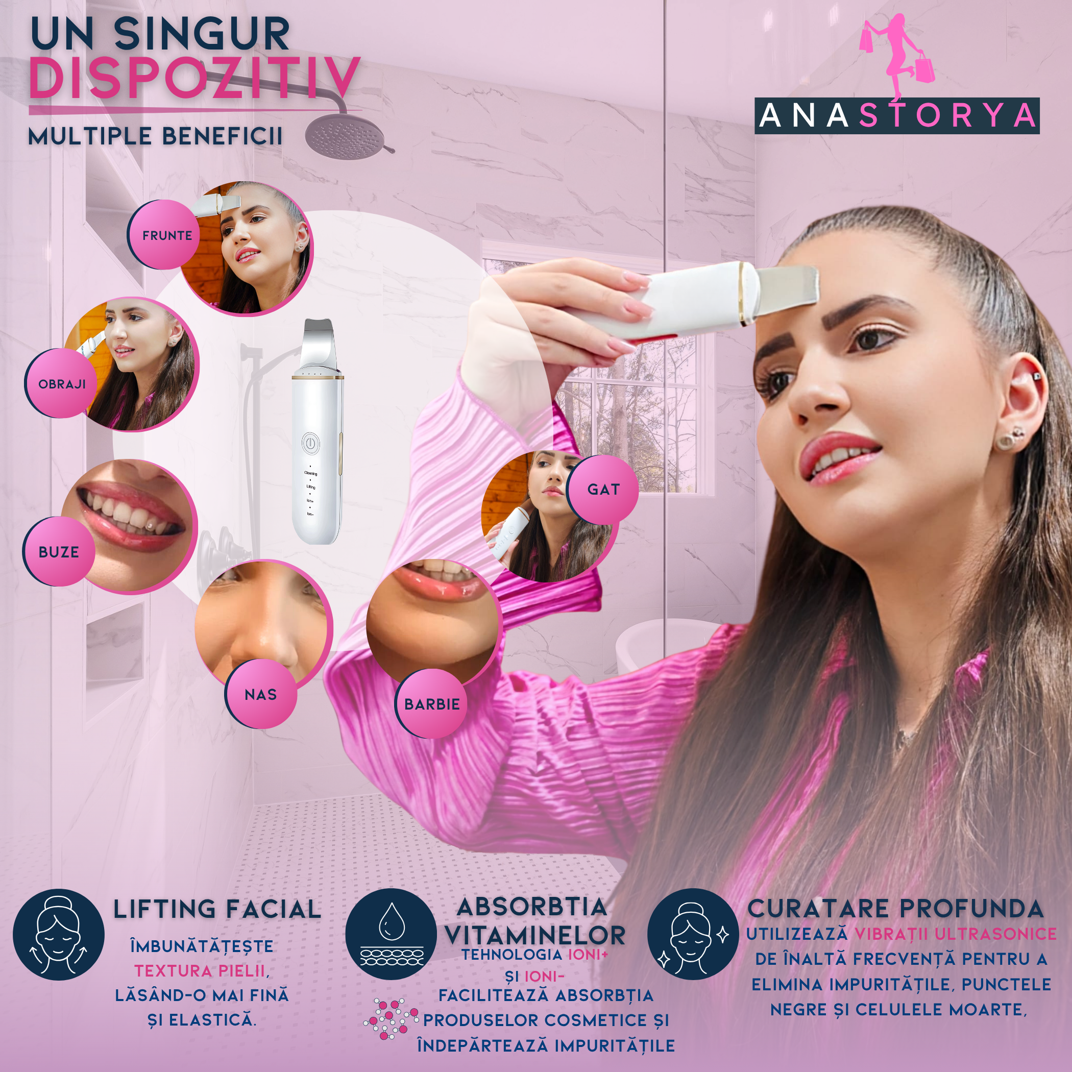 Aparat Profesional de Curatare Faciala Ultrasunete AnaStorya